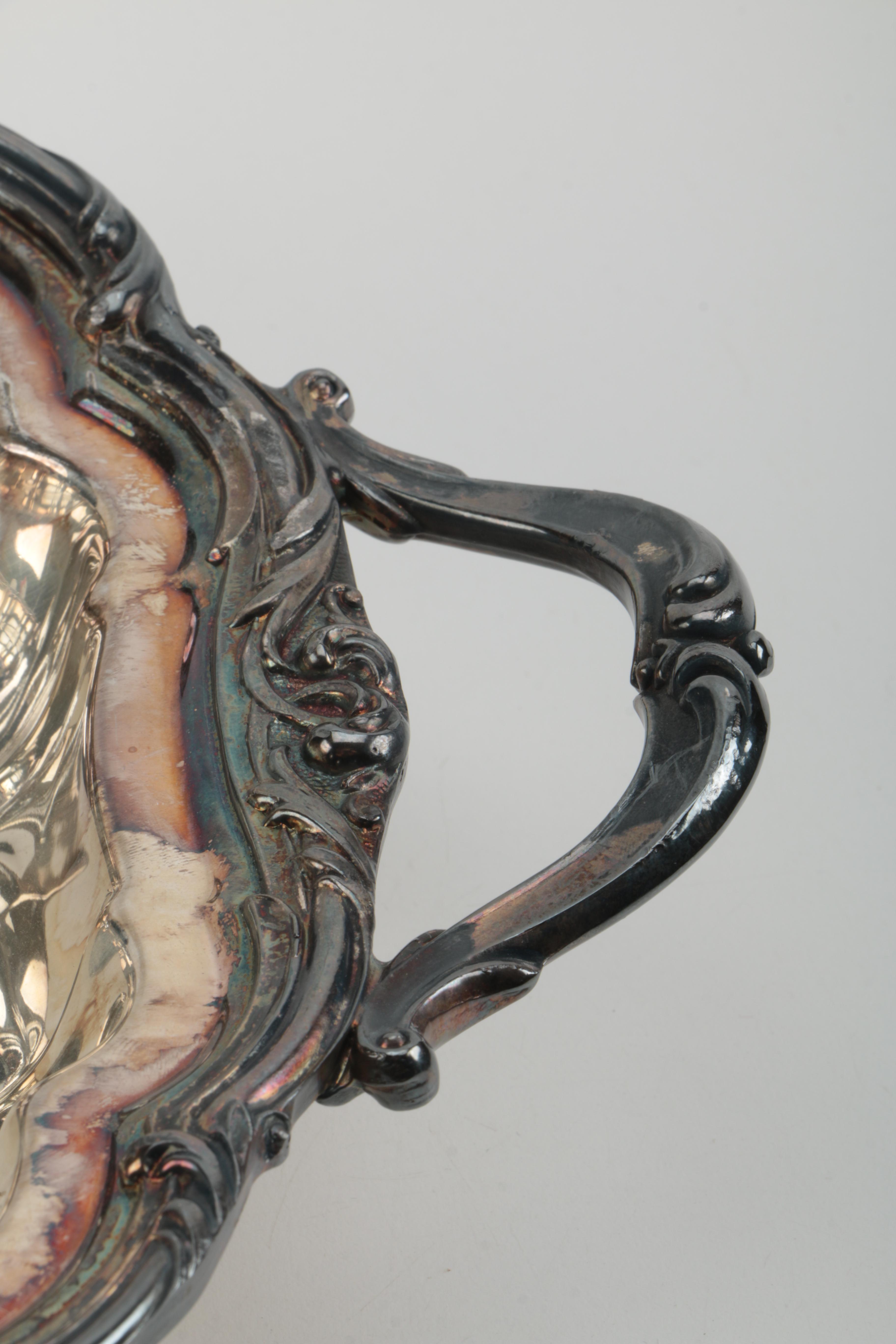 Ellis-Barker Silver Plate Oval Tray and Crown Silver Co. Silver Plate Vegetable Dish