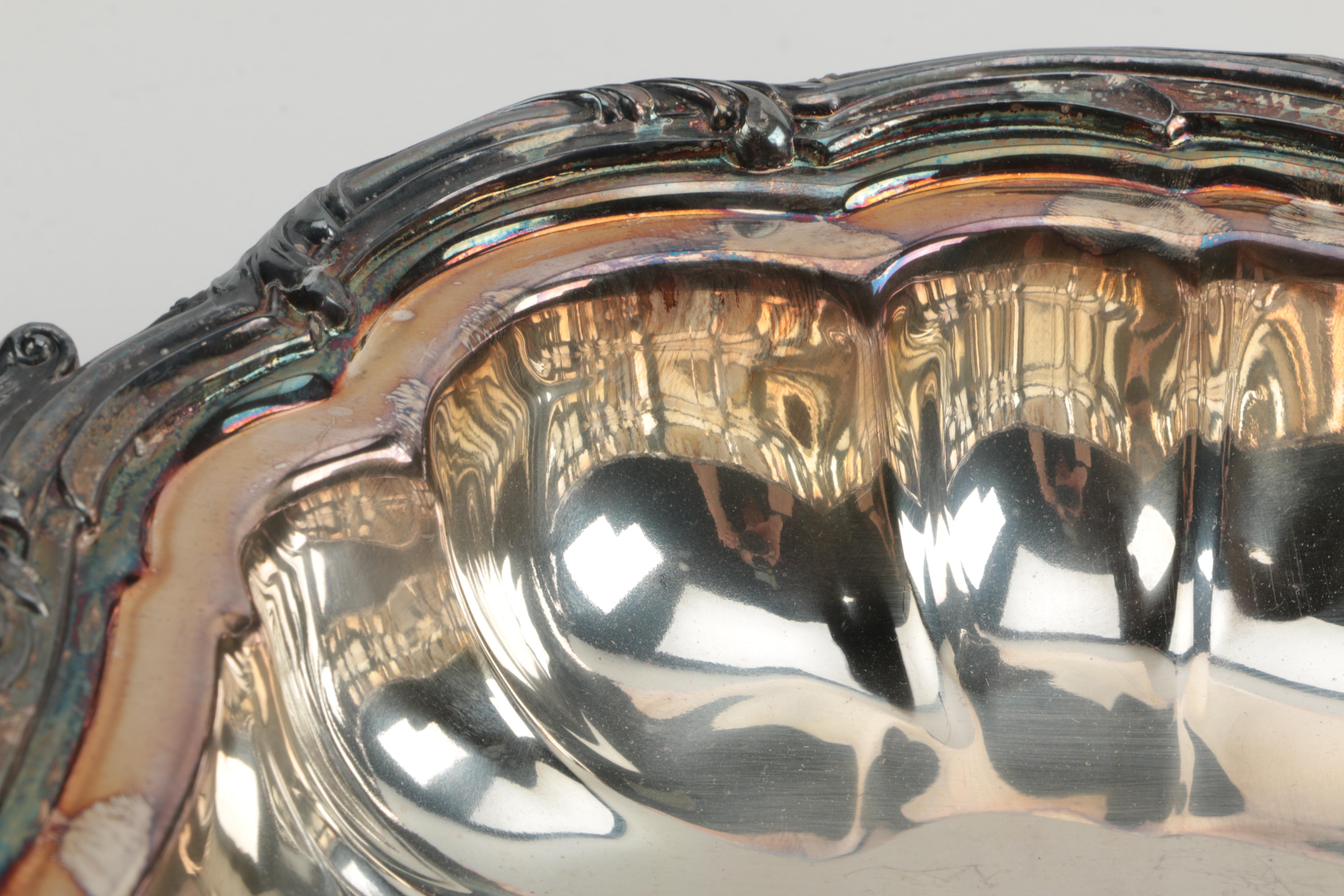 Ellis-Barker Silver Plate Oval Tray and Crown Silver Co. Silver Plate Vegetable Dish