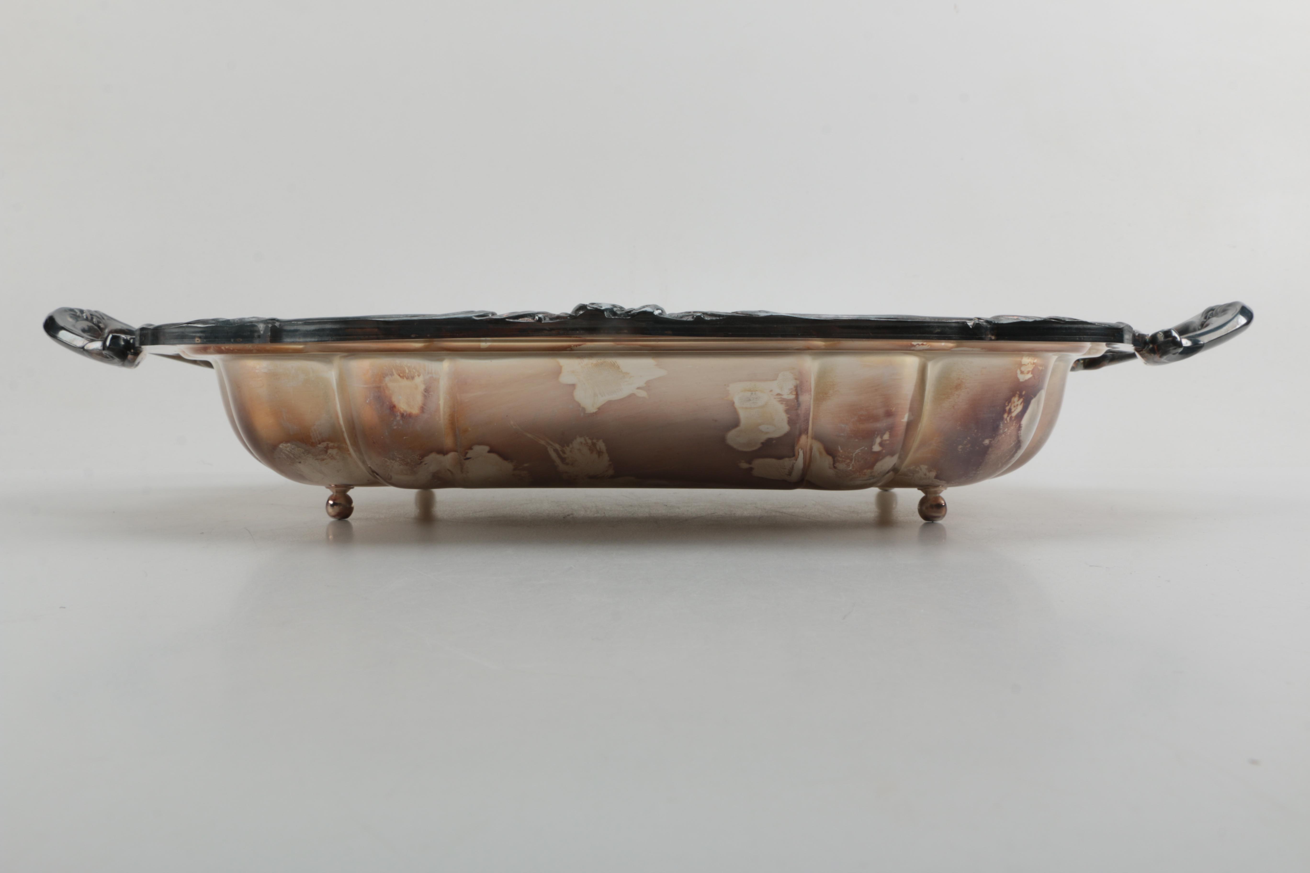 Ellis-Barker Silver Plate Oval Tray and Crown Silver Co. Silver Plate Vegetable Dish