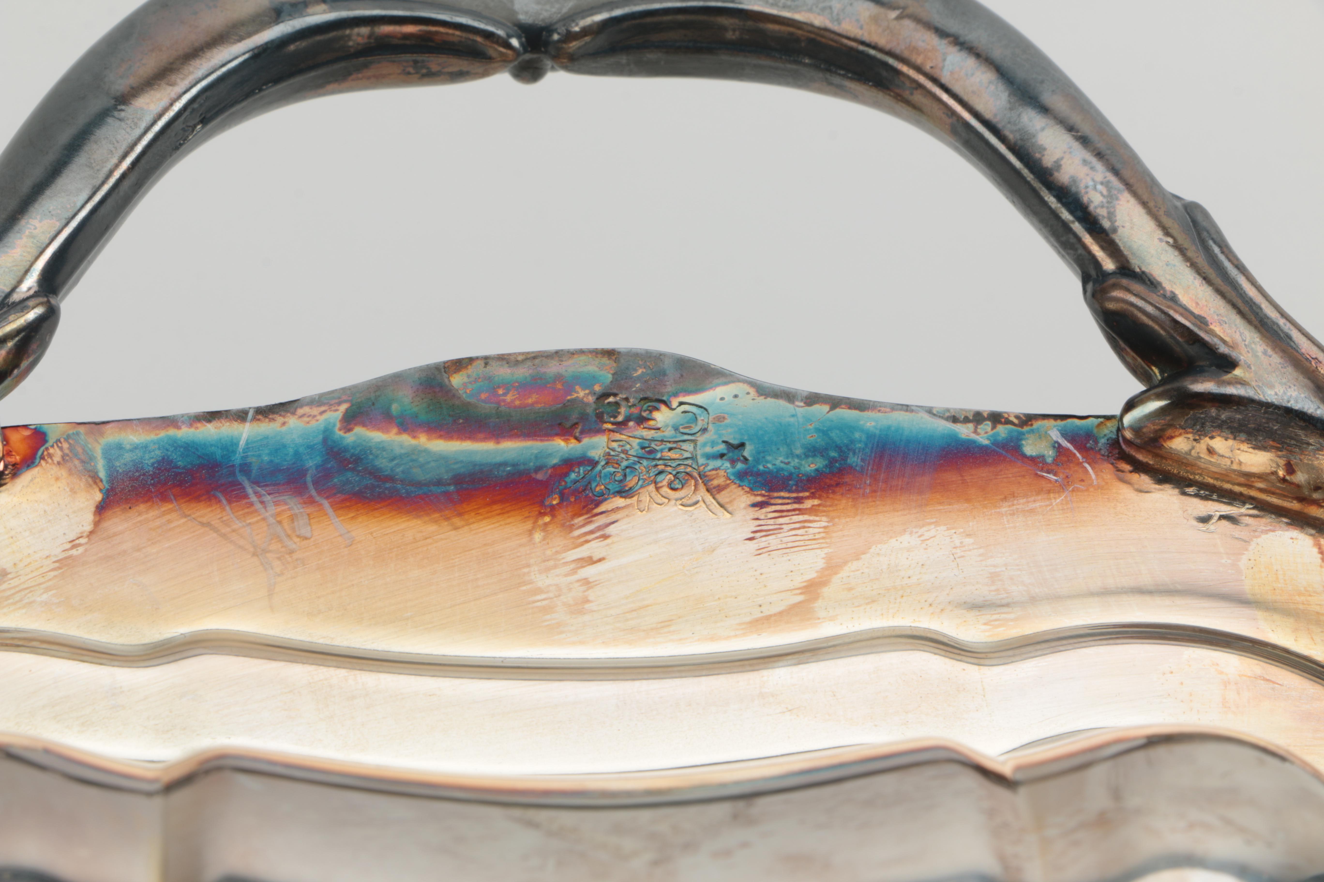 Ellis-Barker Silver Plate Oval Tray and Crown Silver Co. Silver Plate Vegetable Dish