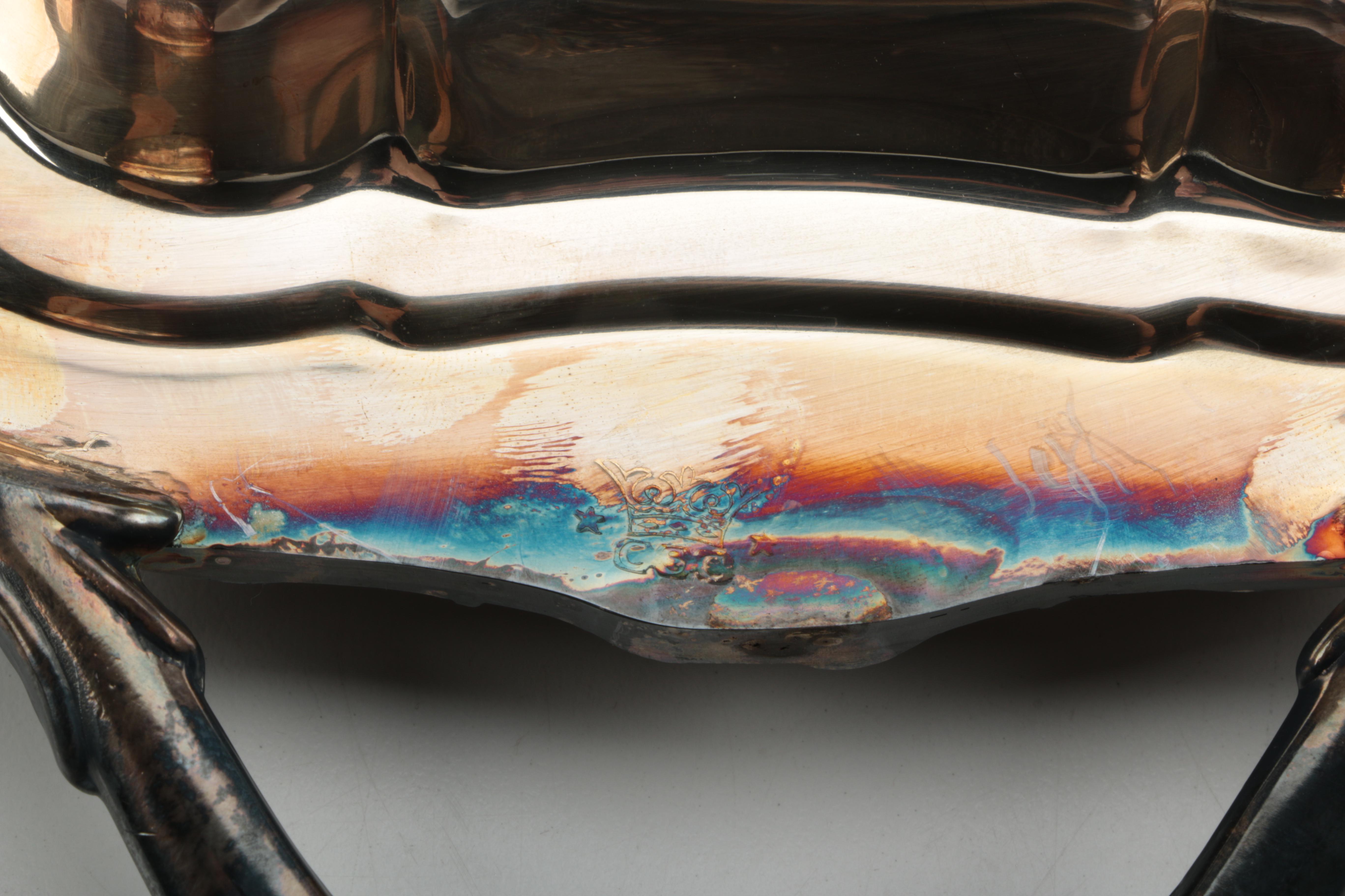 Ellis-Barker Silver Plate Oval Tray and Crown Silver Co. Silver Plate Vegetable Dish