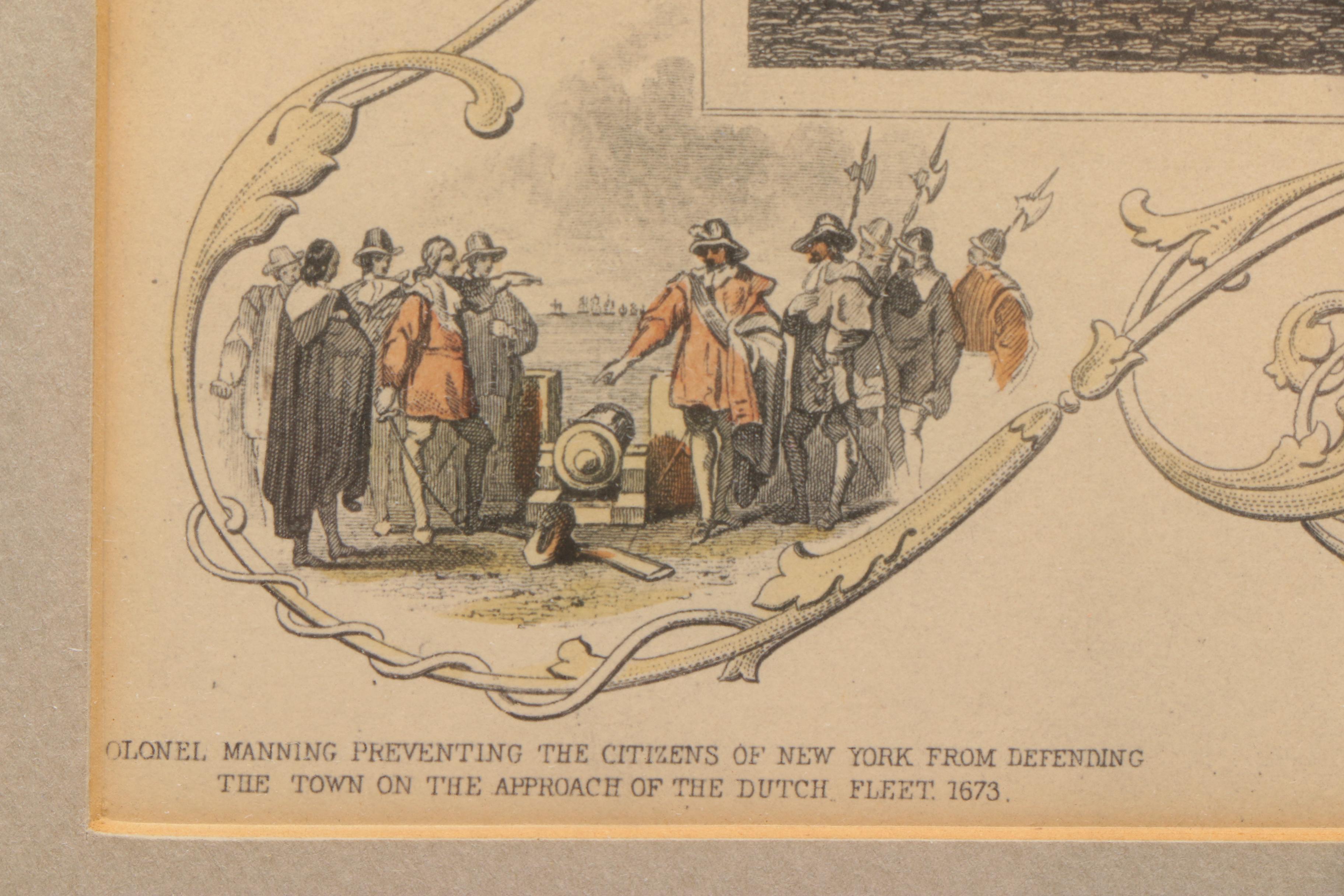 Antique Hand Colored Engraving on Paper of New York City Hall