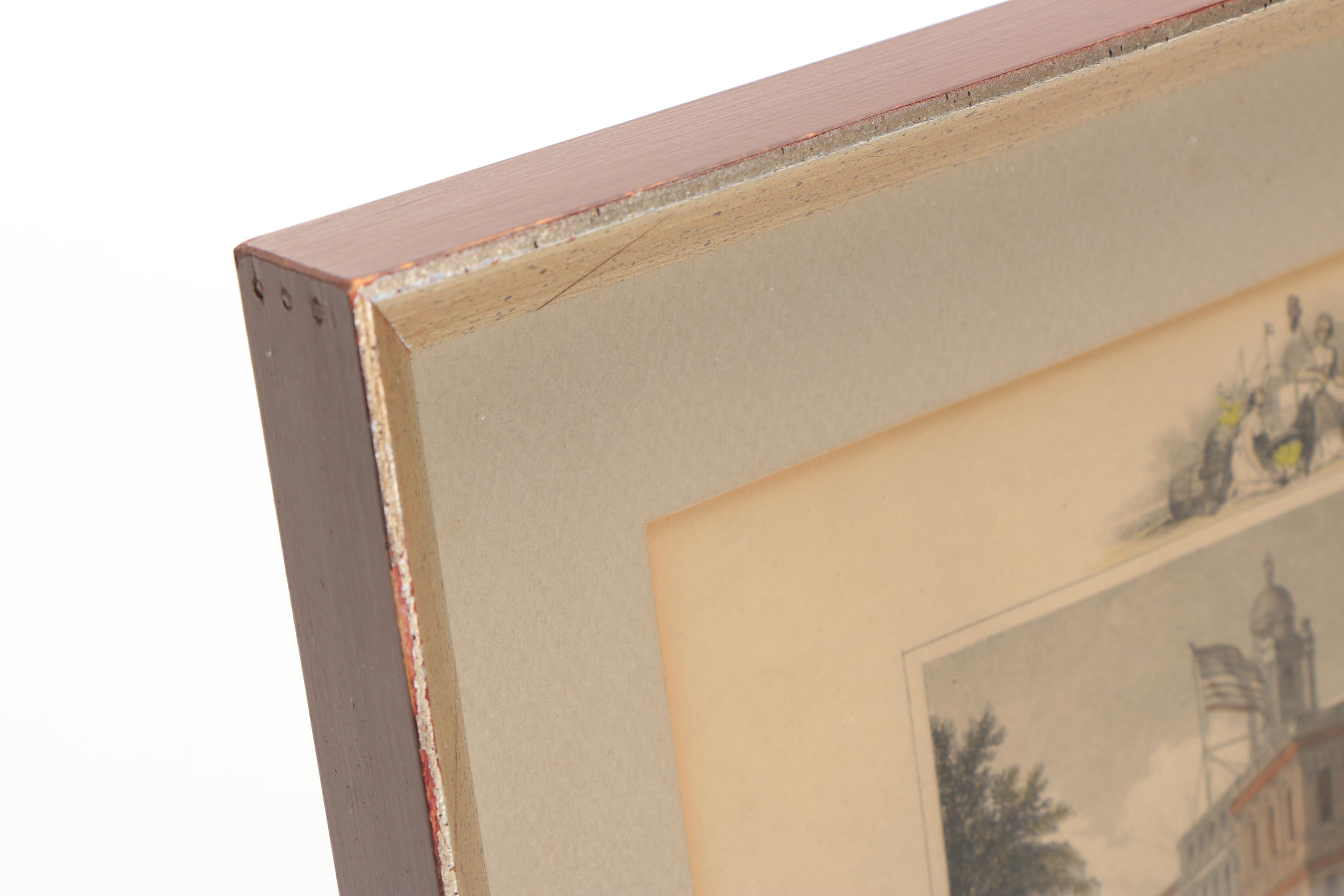 Antique Hand Colored Engraving on Paper of New York City Hall