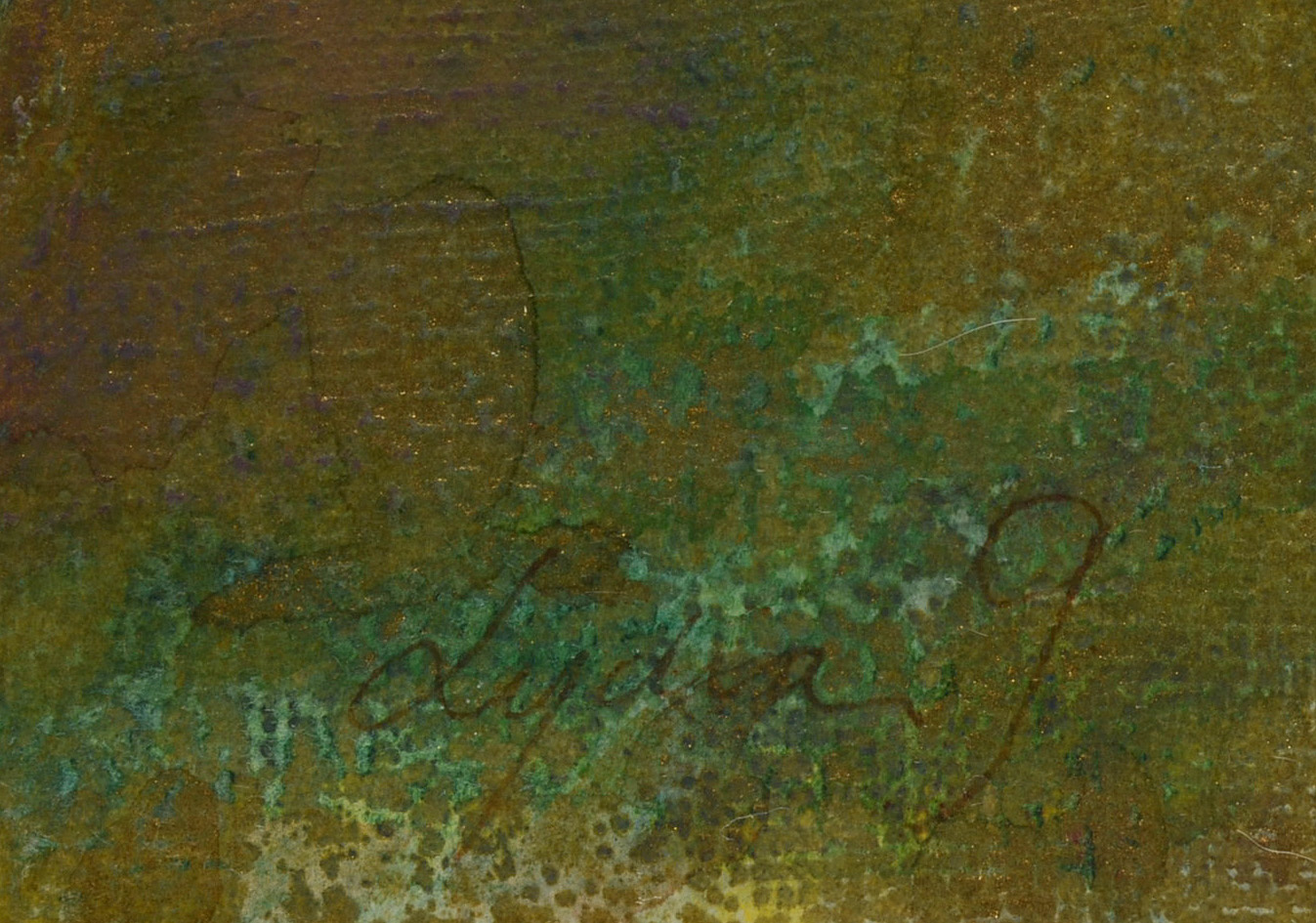 Lydia G. Signed Relief Etching with Hand-Painted Embellishments