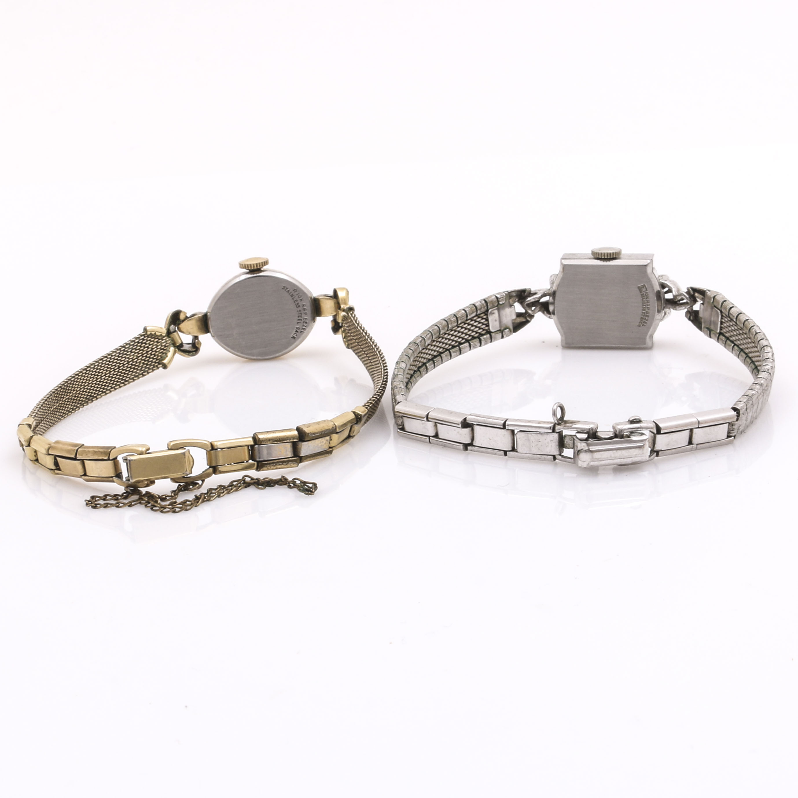 Two 10K Two Tone Rolled Gold Plated Diamond Watches Featuring Wittnauer and Croton