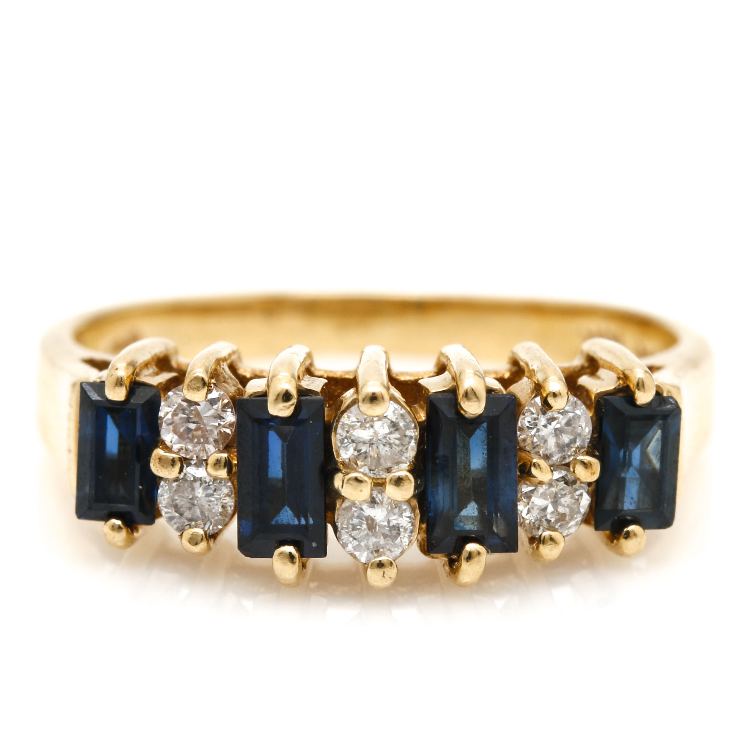 14K Yellow Gold Sapphire and Diamond Ring