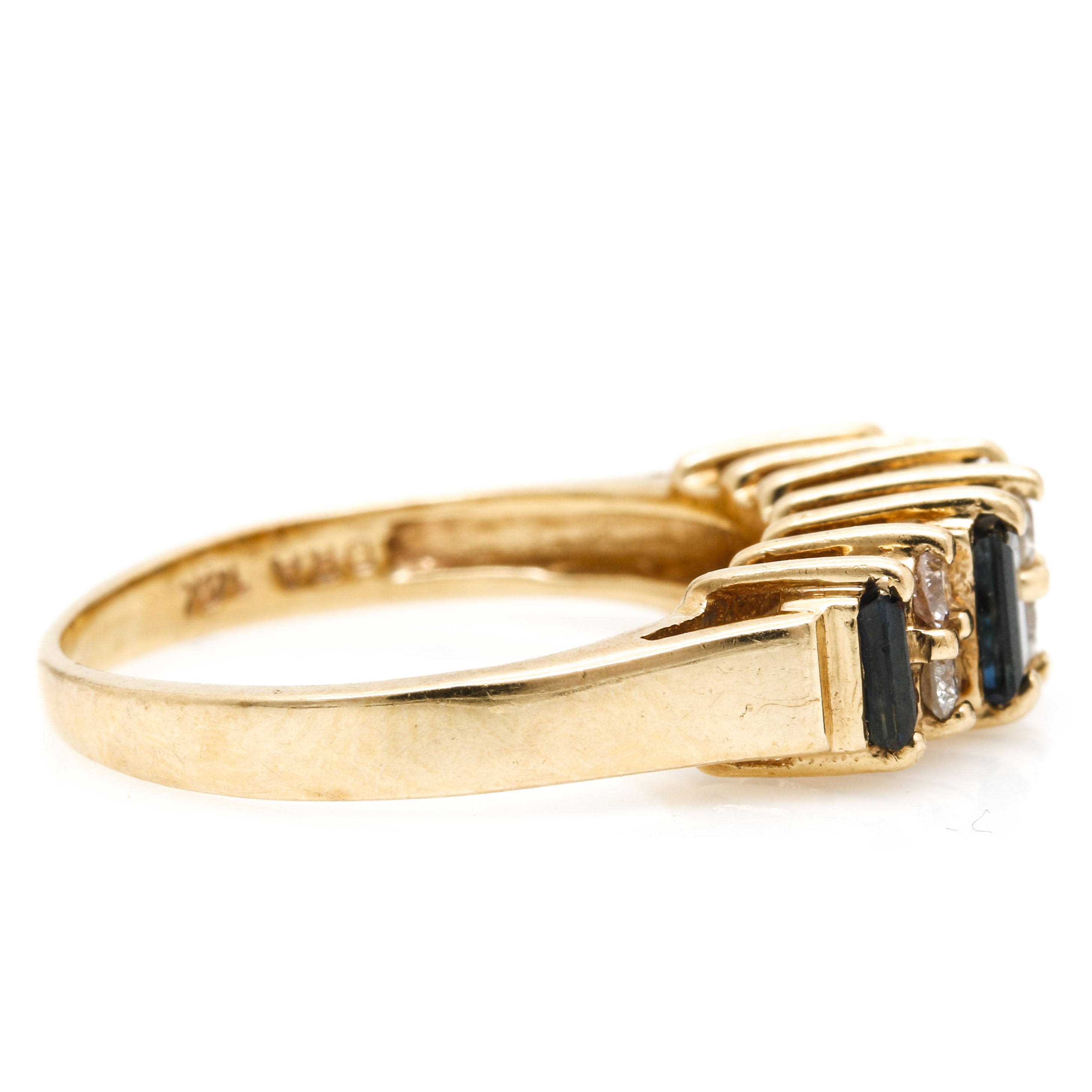 14K Yellow Gold Sapphire and Diamond Ring
