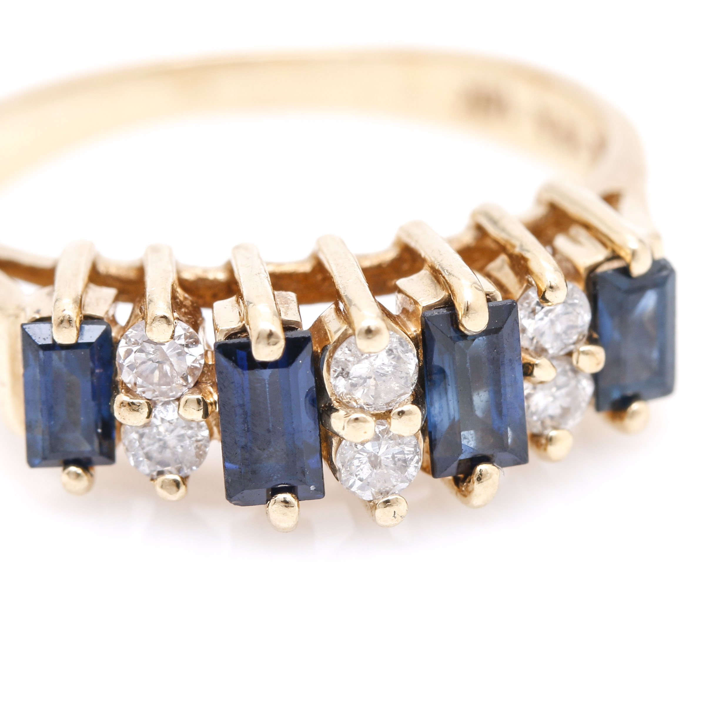 14K Yellow Gold Sapphire and Diamond Ring