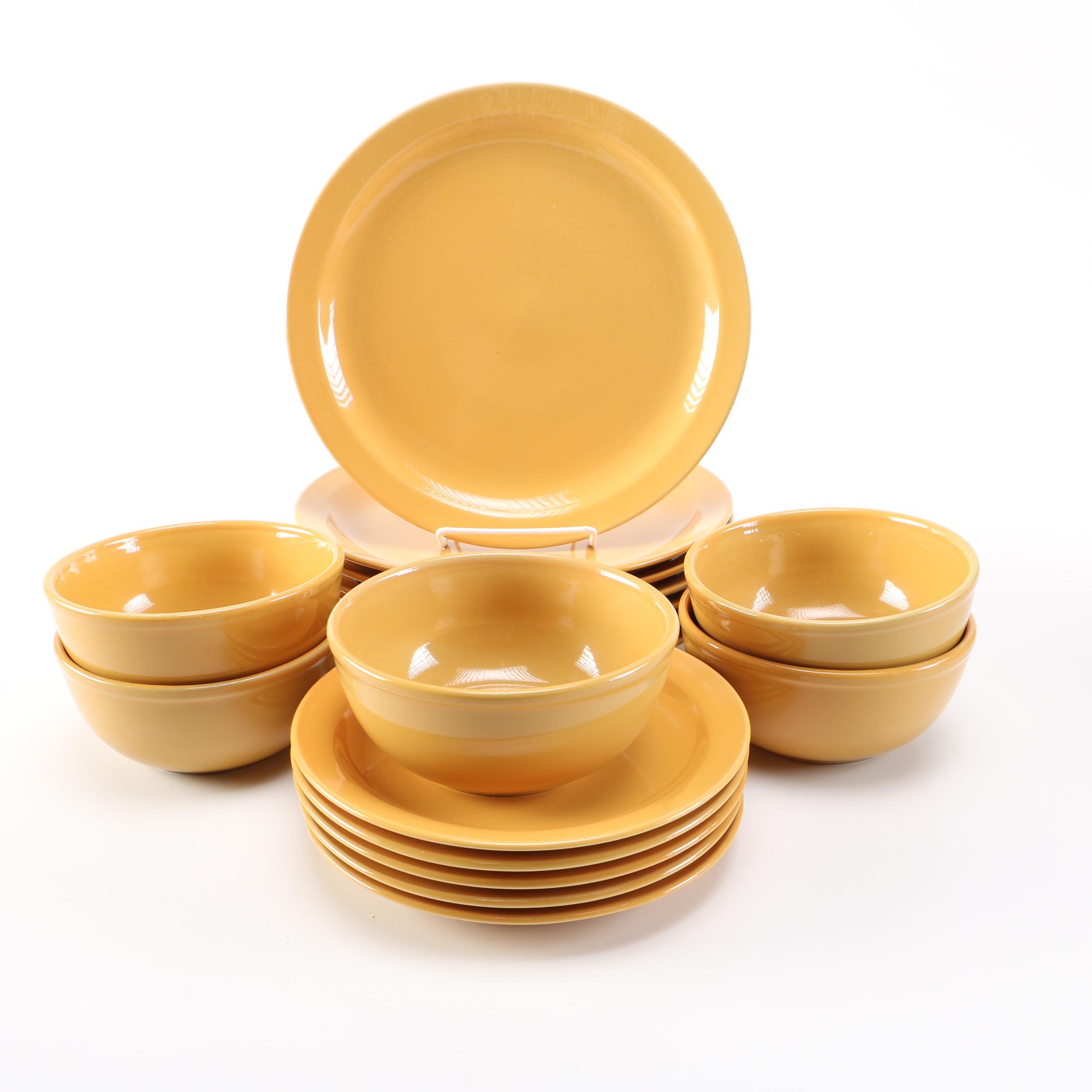 Collection of Bright Yellow Ceramic Tableware
