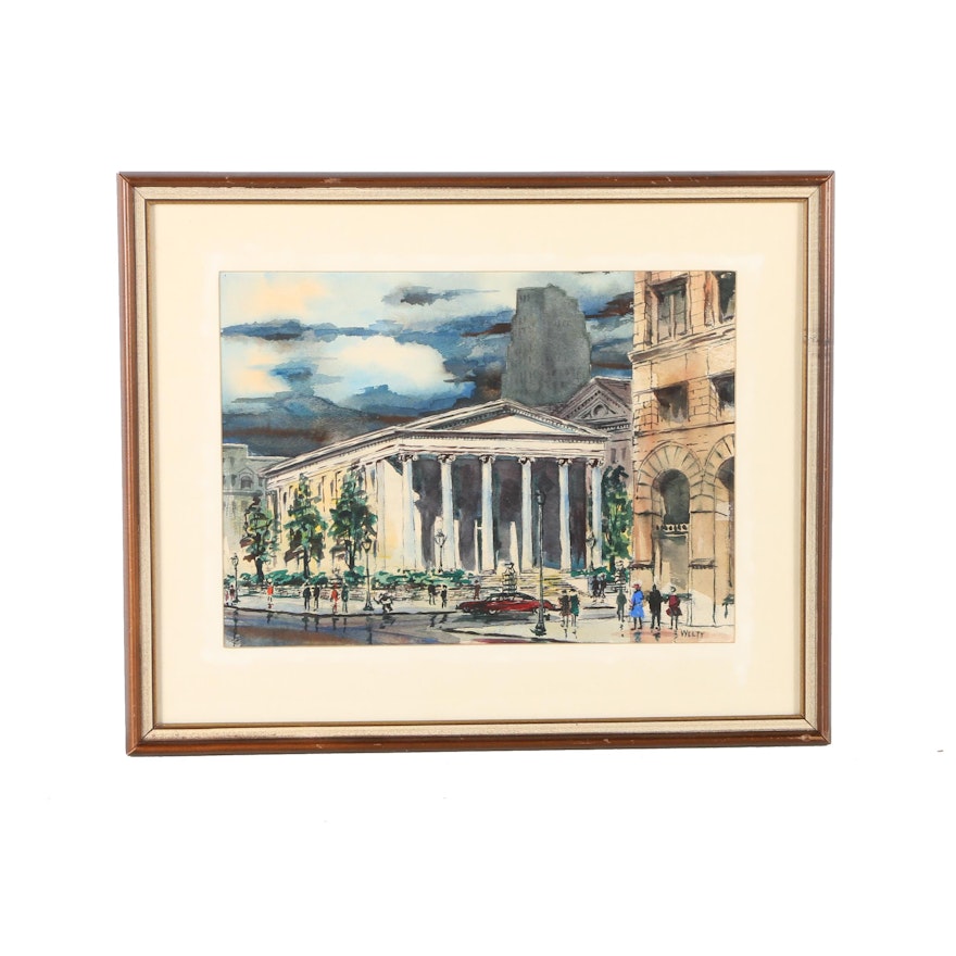 Wilbert N. Welty Watercolor "Montgomery County Court House"