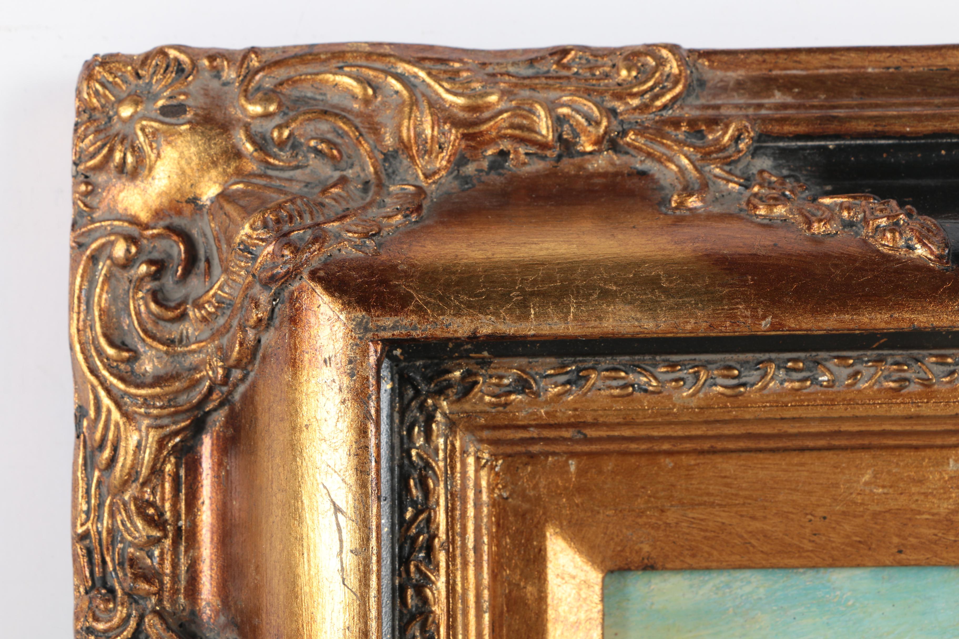 L. Knight Oil Painting of Figures at the Beach