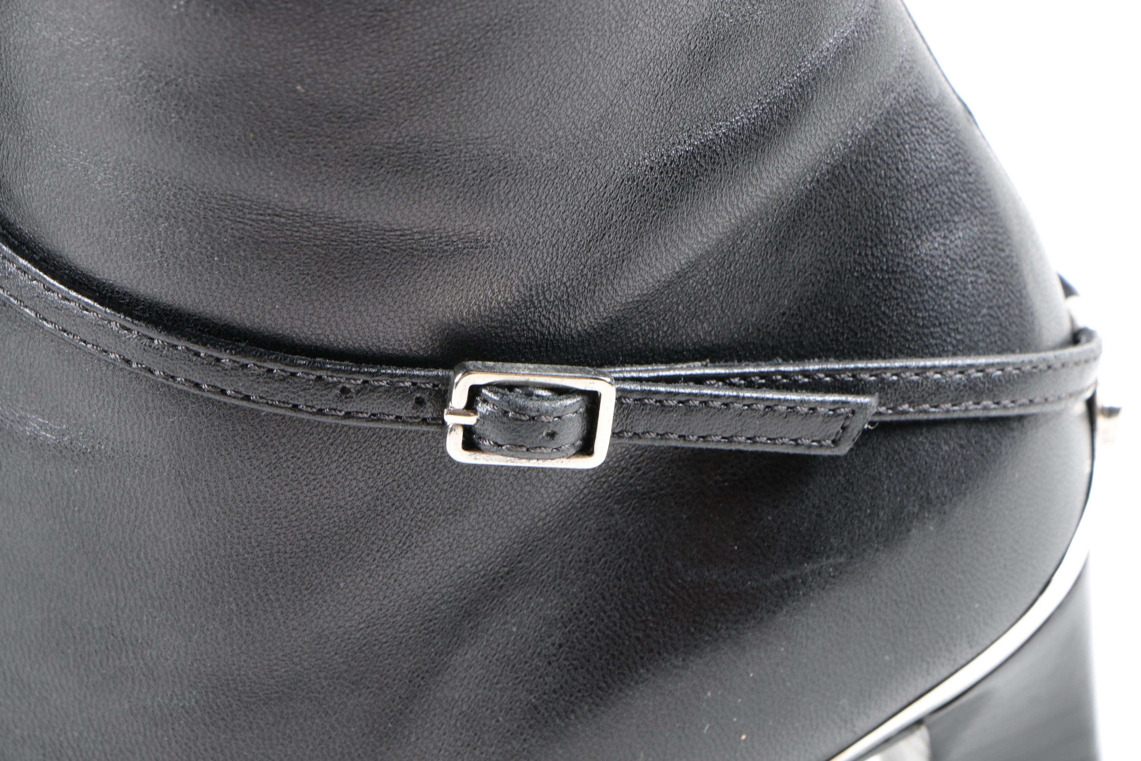 Versace Black Leather Square Toe Boots