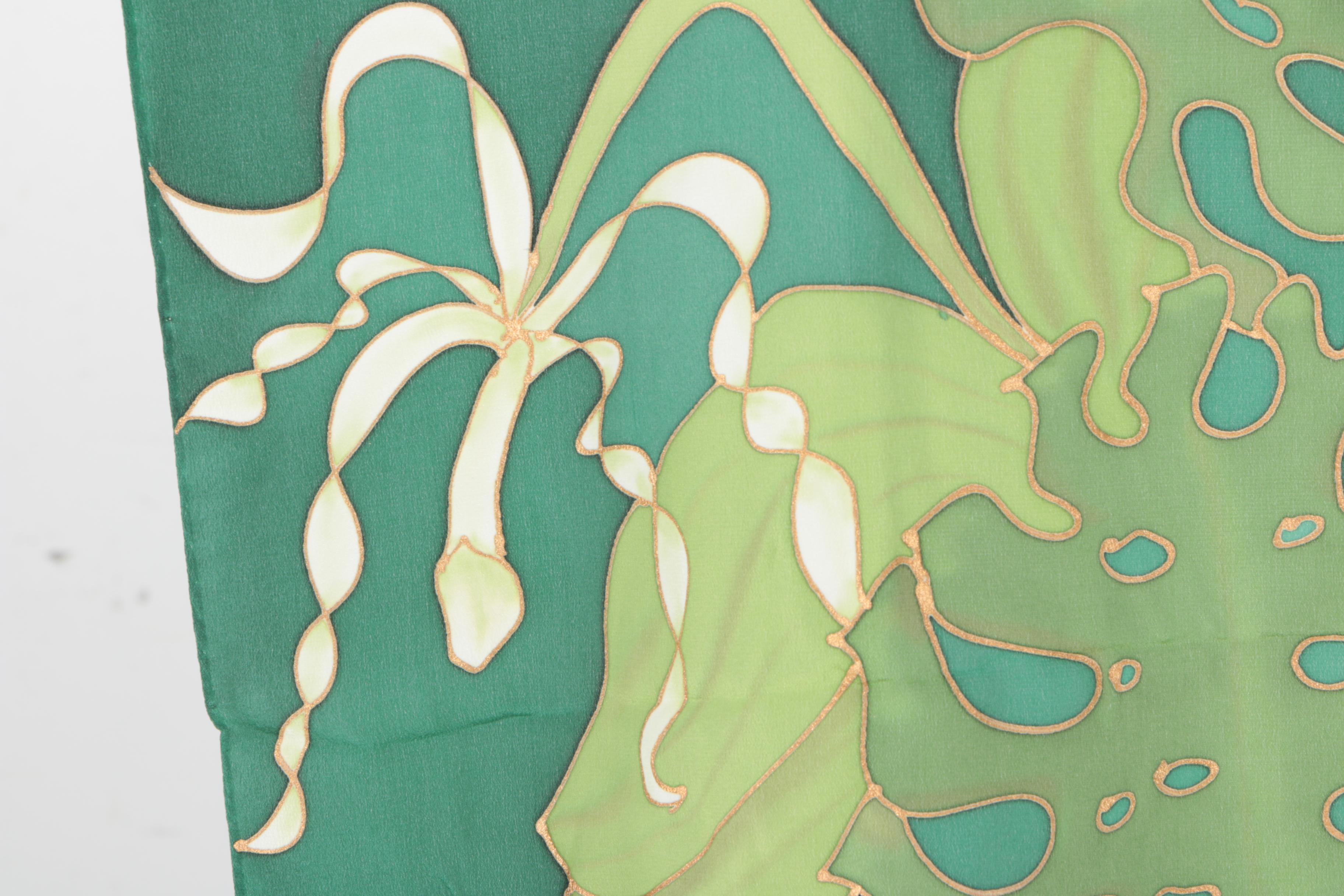 Hand-Painted Silks Including Fresh Water Pearl Scarf from Hawaii