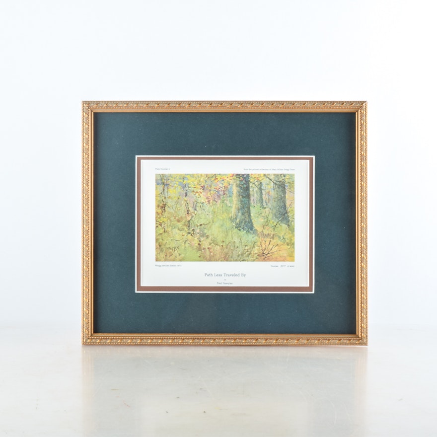 Framed Limited Edition Offset Lithograph After Paul Sawyier "Path Less Traveled By"