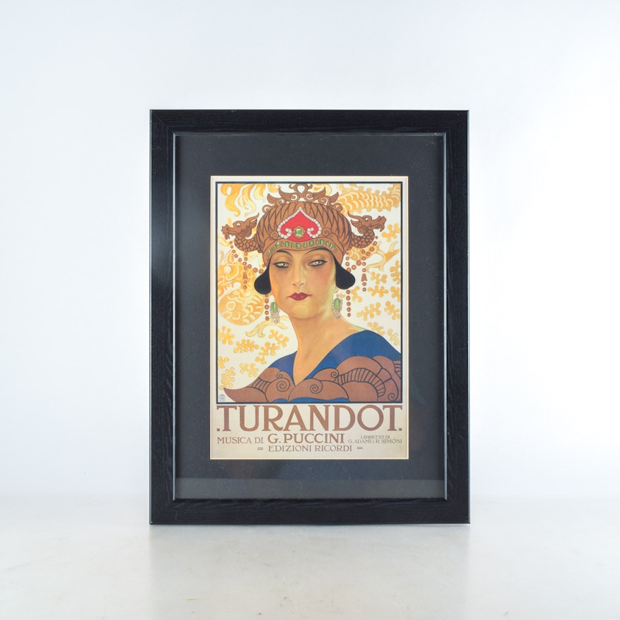 Framed Vintage Reproduction Advertising Print for Puccini's Opera "Turandot"