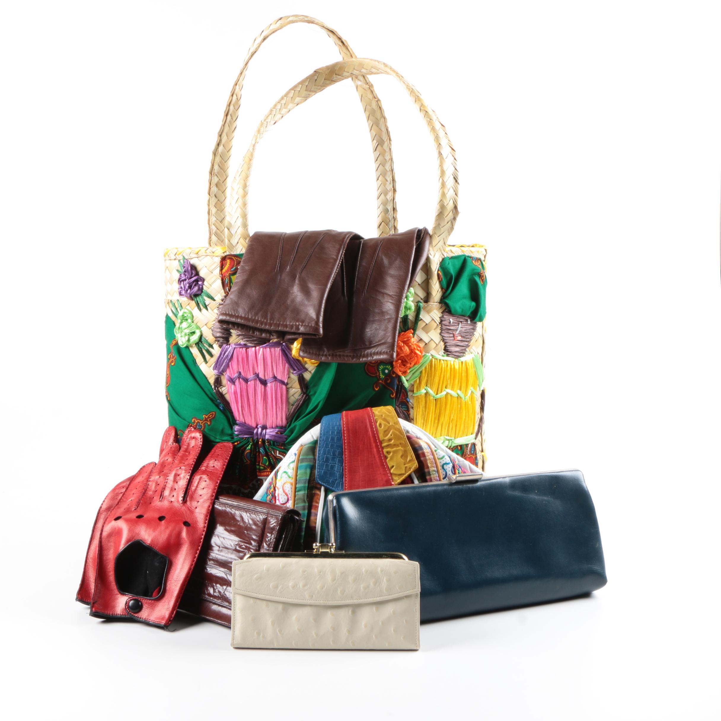 Handmade Woven Tote, Clutches, and Gloves