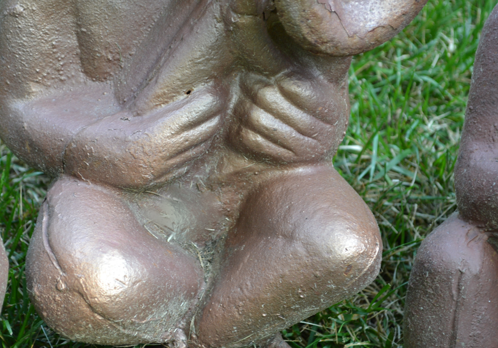 Cast Metal Garden Sculptures of Frogs Playing Instruments