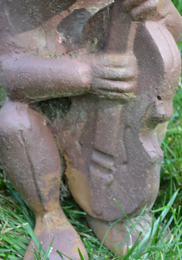 Cast Metal Garden Sculptures of Frogs Playing Instruments