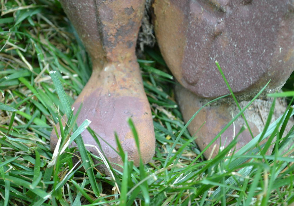 Cast Metal Garden Sculptures of Frogs Playing Instruments