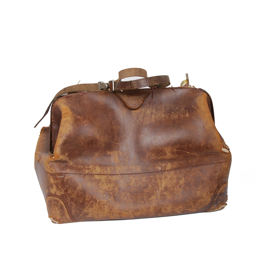 Vintage Brown Leather Doctor's Bag