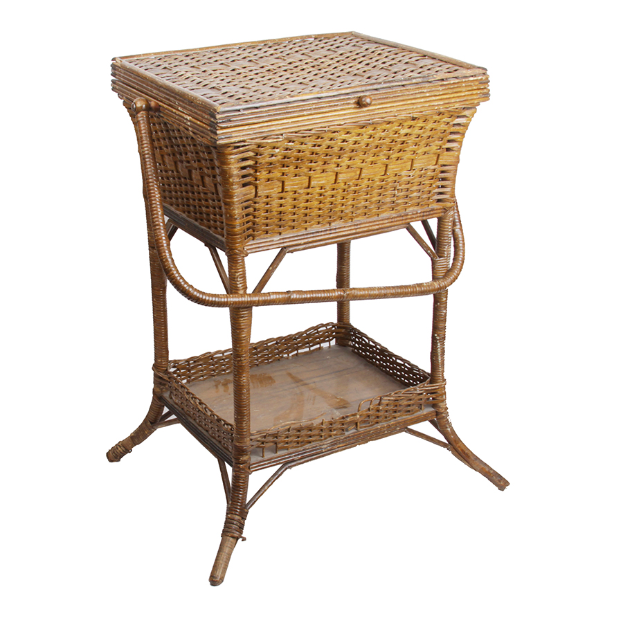 Antique Wicker Sewing Stand by Heywood Brothers & Wakefield Co.