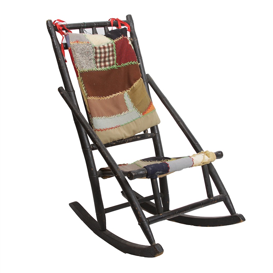 Antique Child's Bamboo-Turned Rocking Chair
