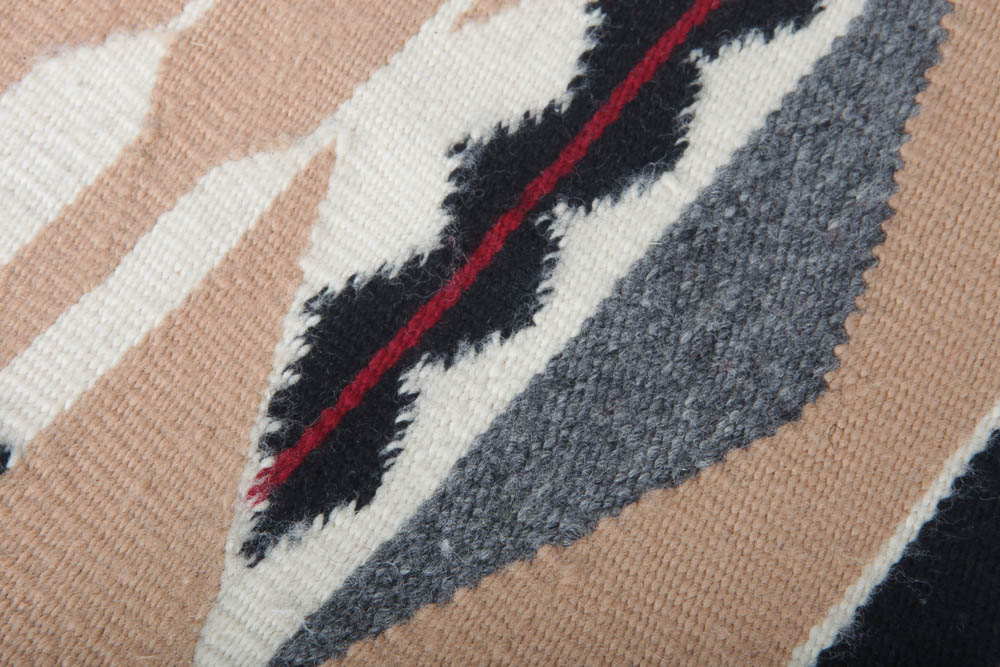 Mary Kee Handwoven Native American Navajo Tapestry with Carved Wood Hanger