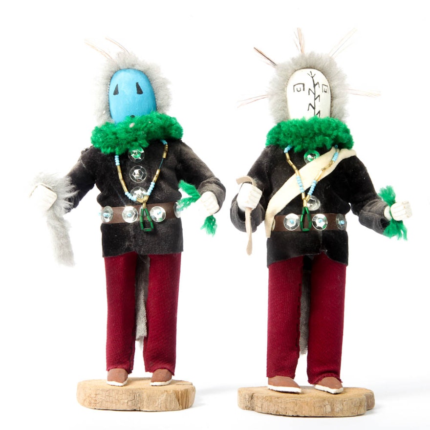 Pair of Carved and Painted Wood Kachina Dolls