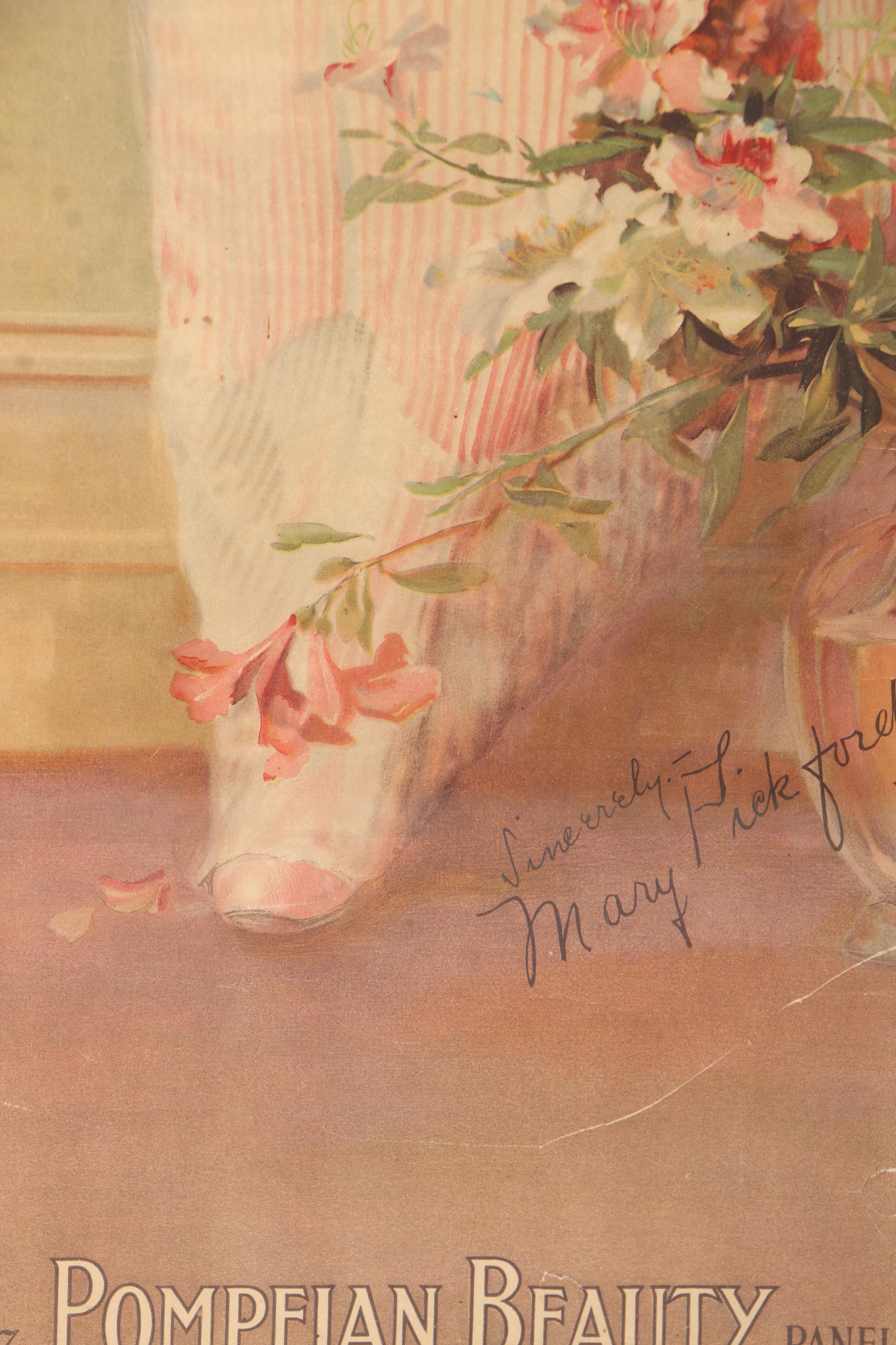 Offset Lithograph on Paper of Mary Pickford "1917 Pompeian Beauty Panel"