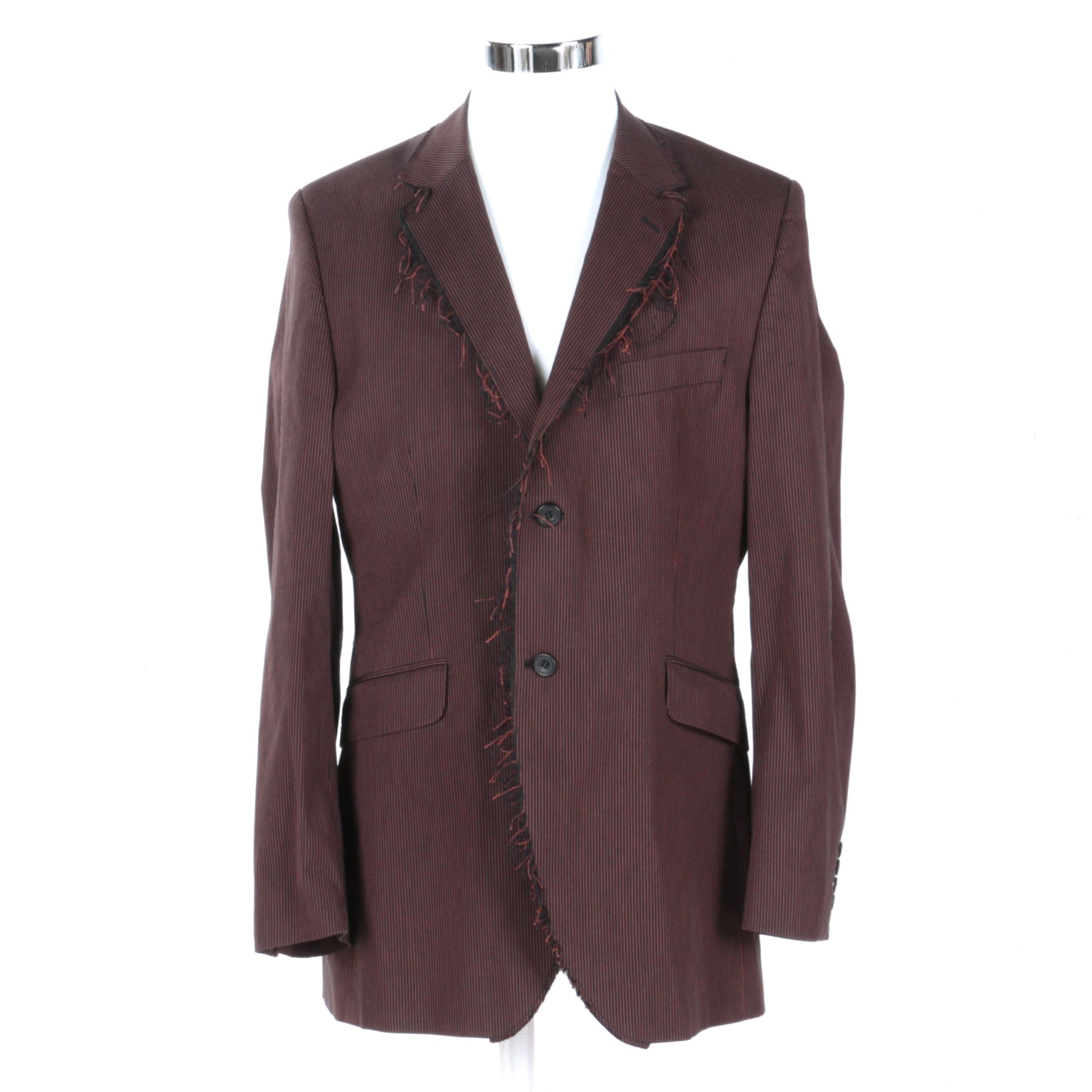 Ben Sherman Black and Orange Men's Pinstripe Blazer