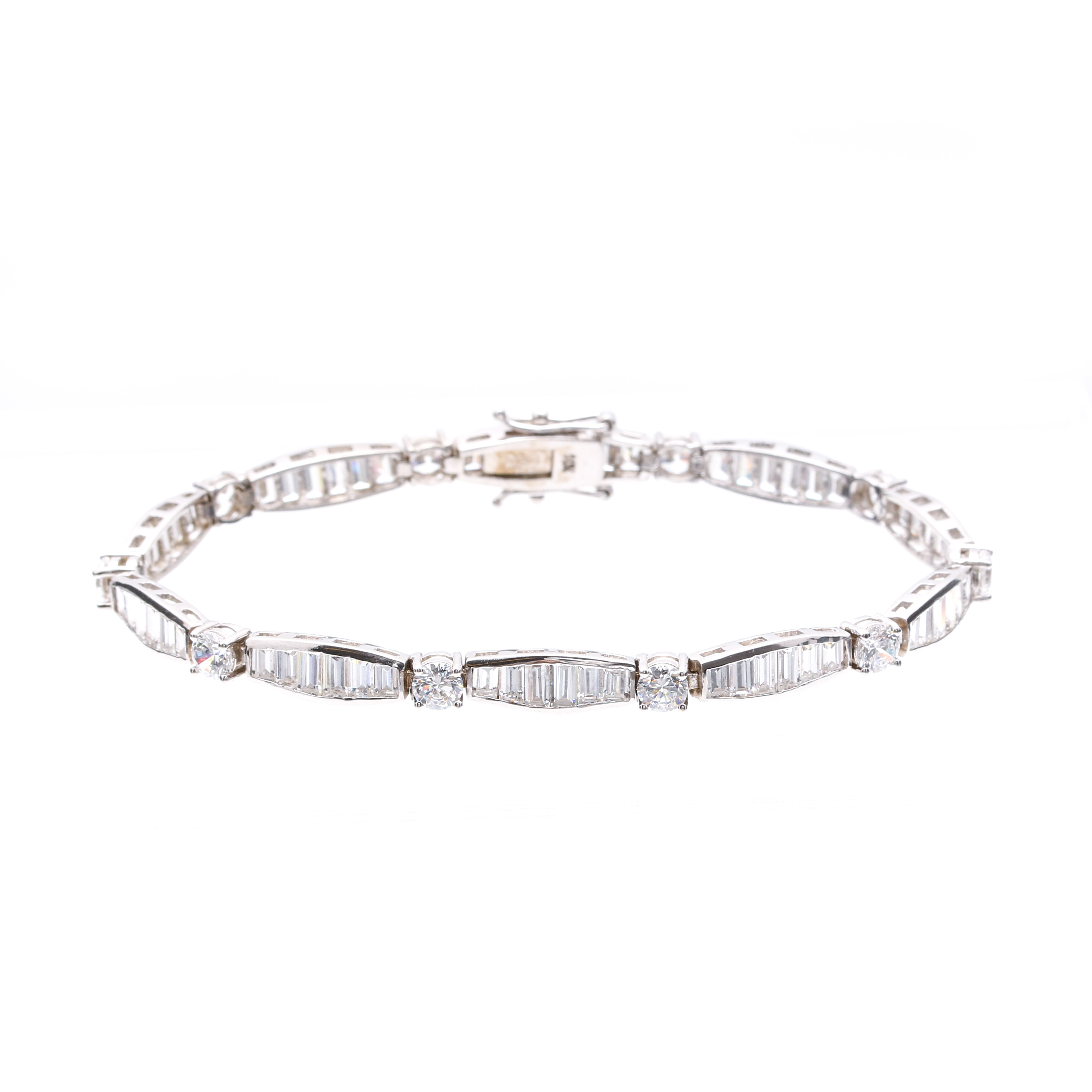 14K White Gold Cubic Zirconia Tennis Bracelet