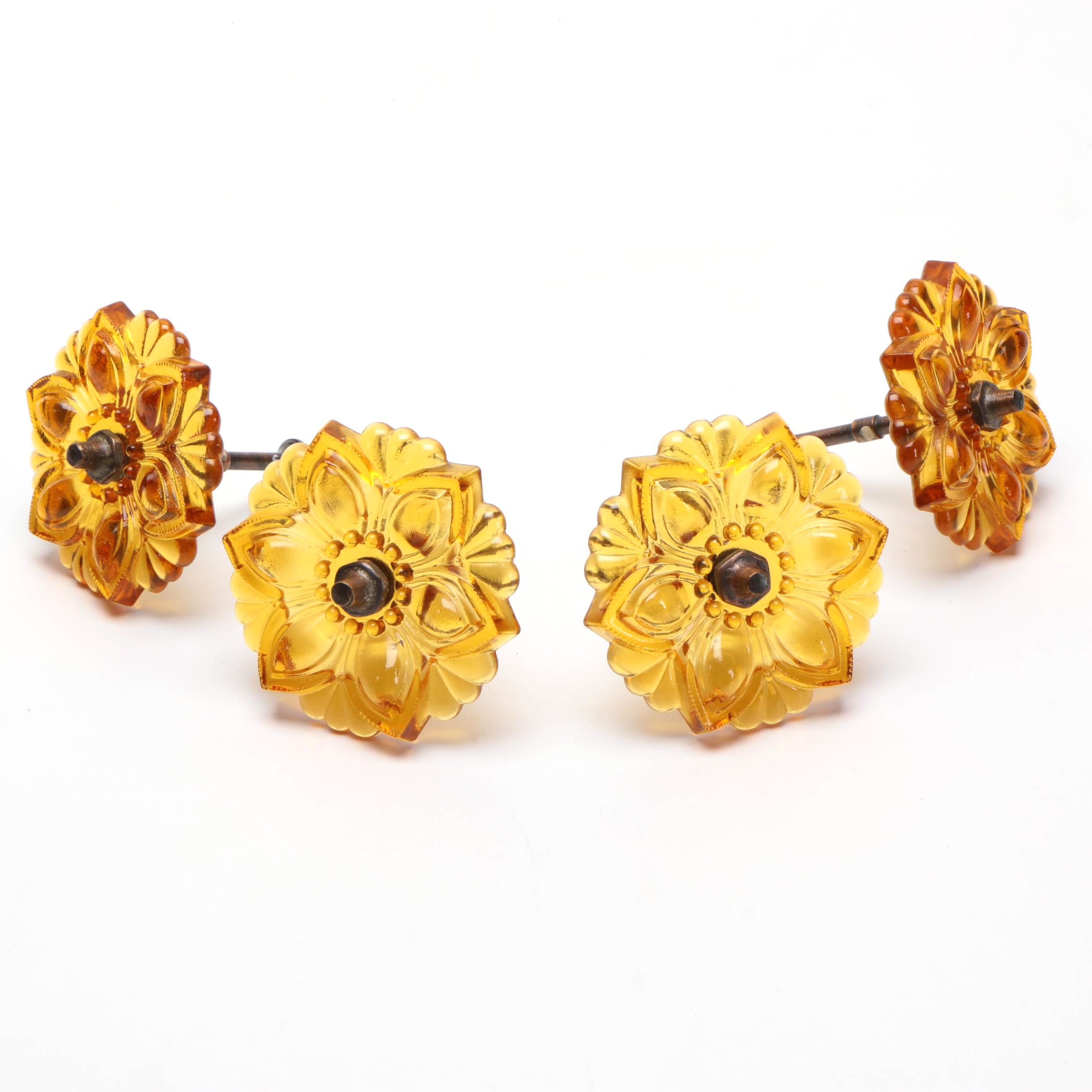 Vintage Amber Glass Curtain Tie Backs