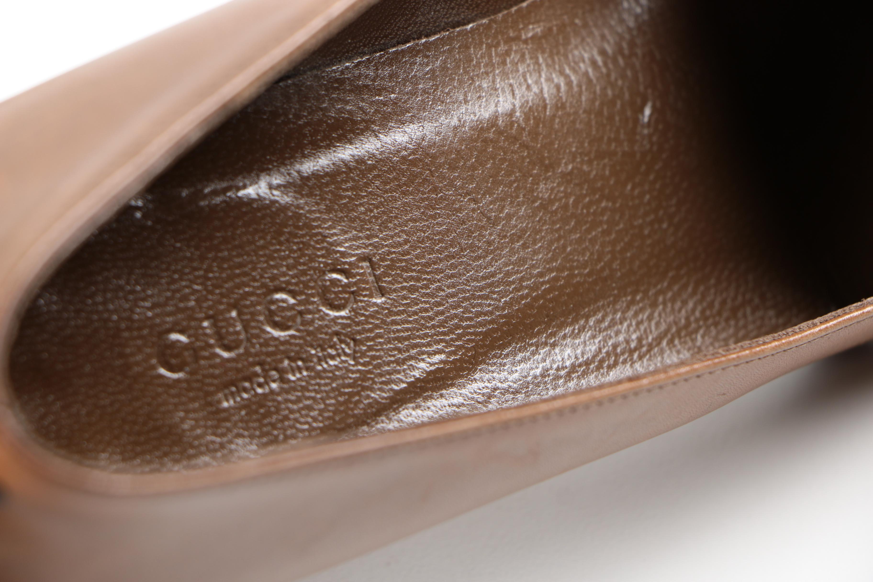 Gucci Brown Leather Kitten Heels