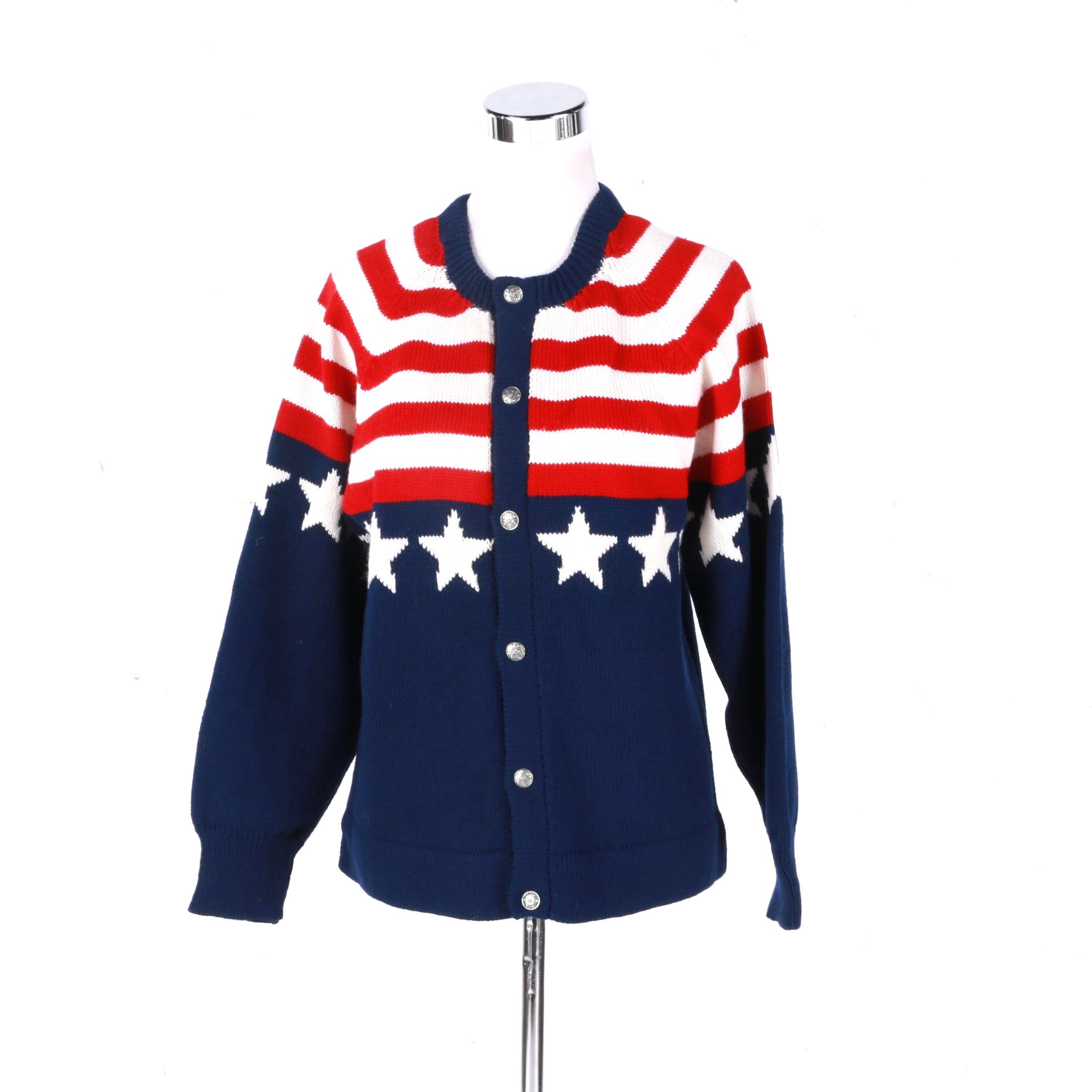 Handmade Wool Moriarty American Flag Cardigan