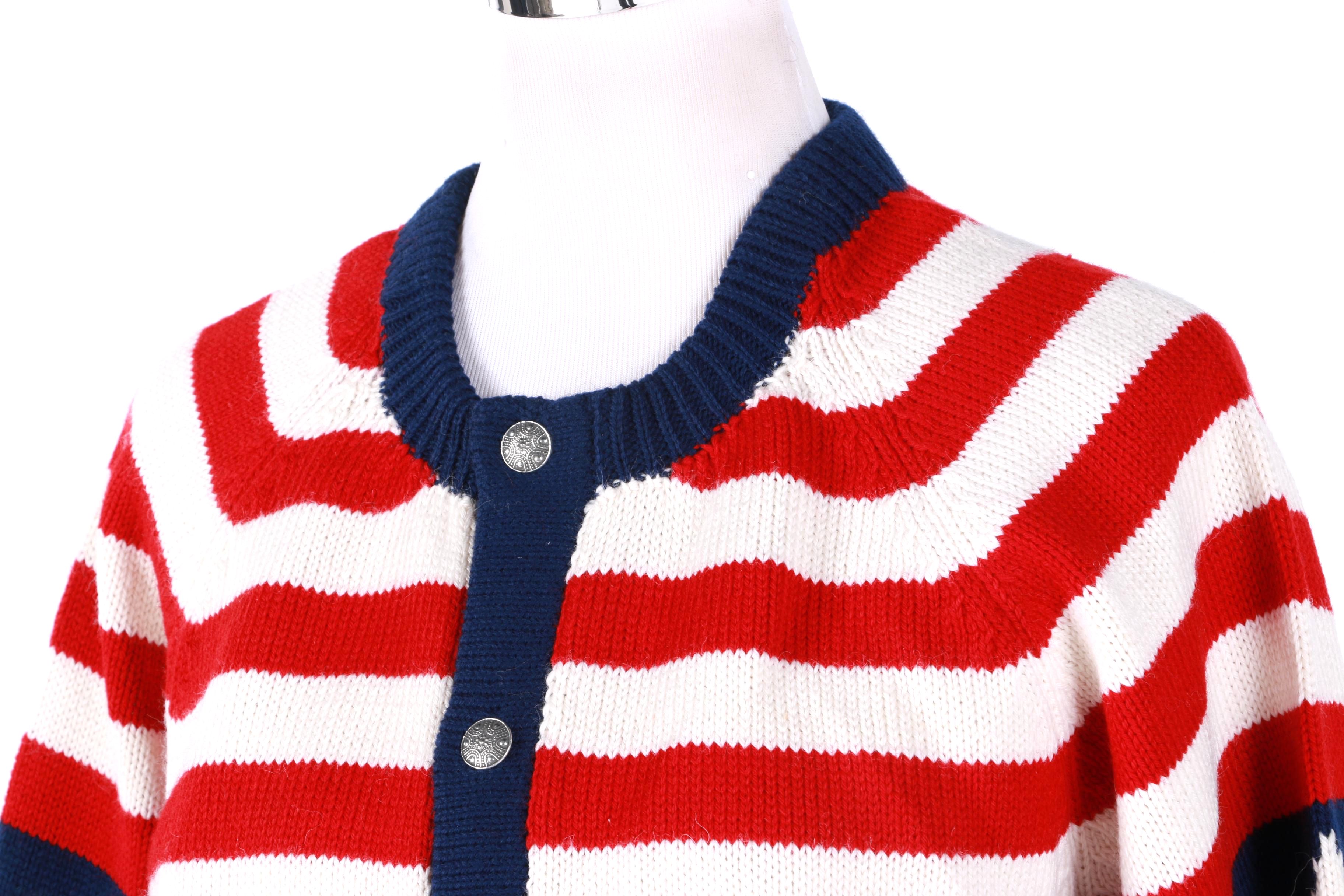 Handmade Wool Moriarty American Flag Cardigan