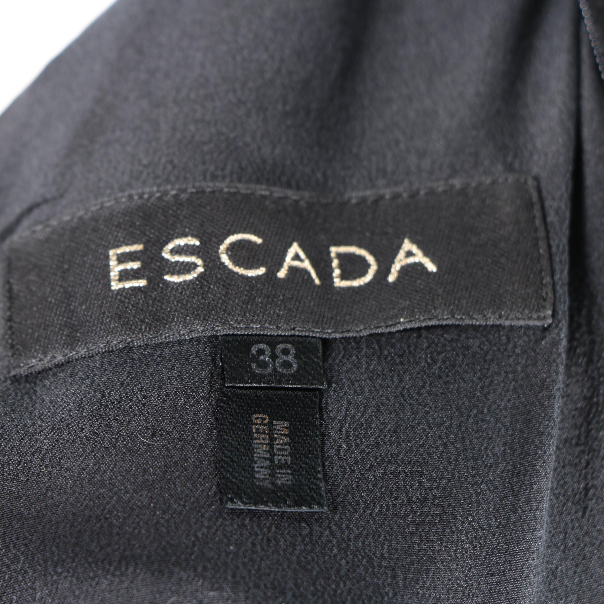 Escada Sleevless Silk Polka-Dot Dress with Ruched Collar