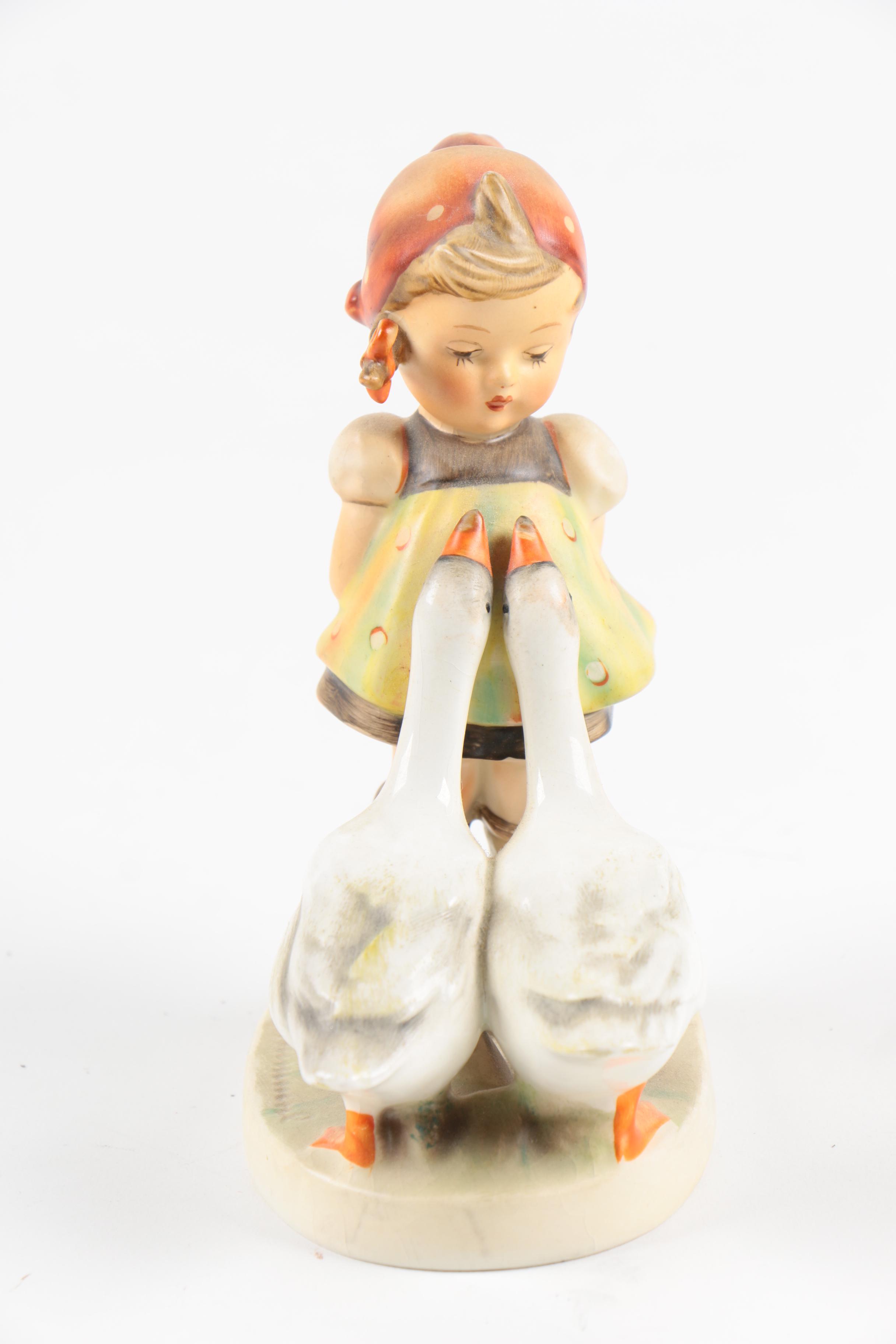 Hummel Style Figurines of Children with Geese