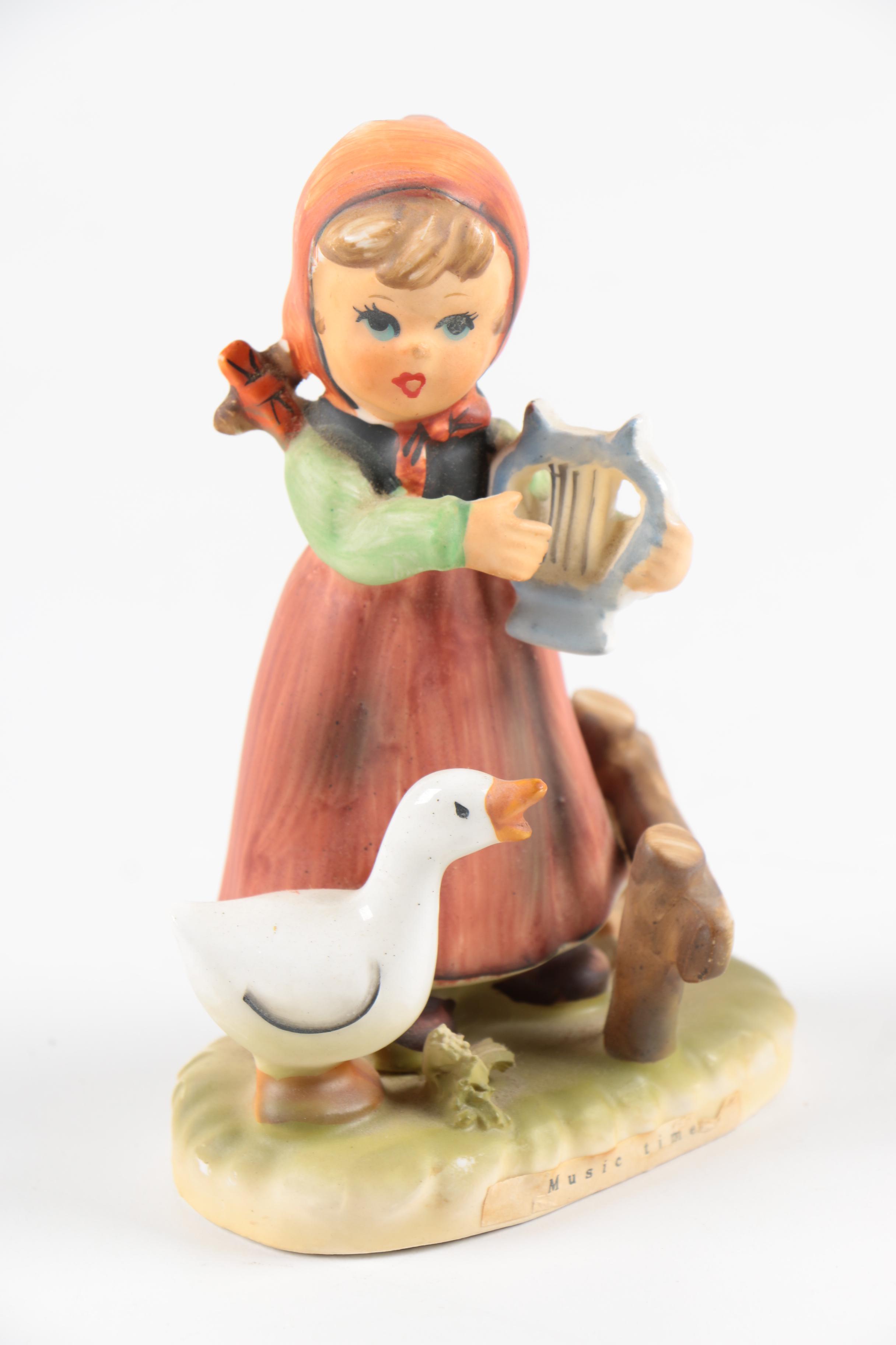 Hummel Style Figurines of Children with Geese