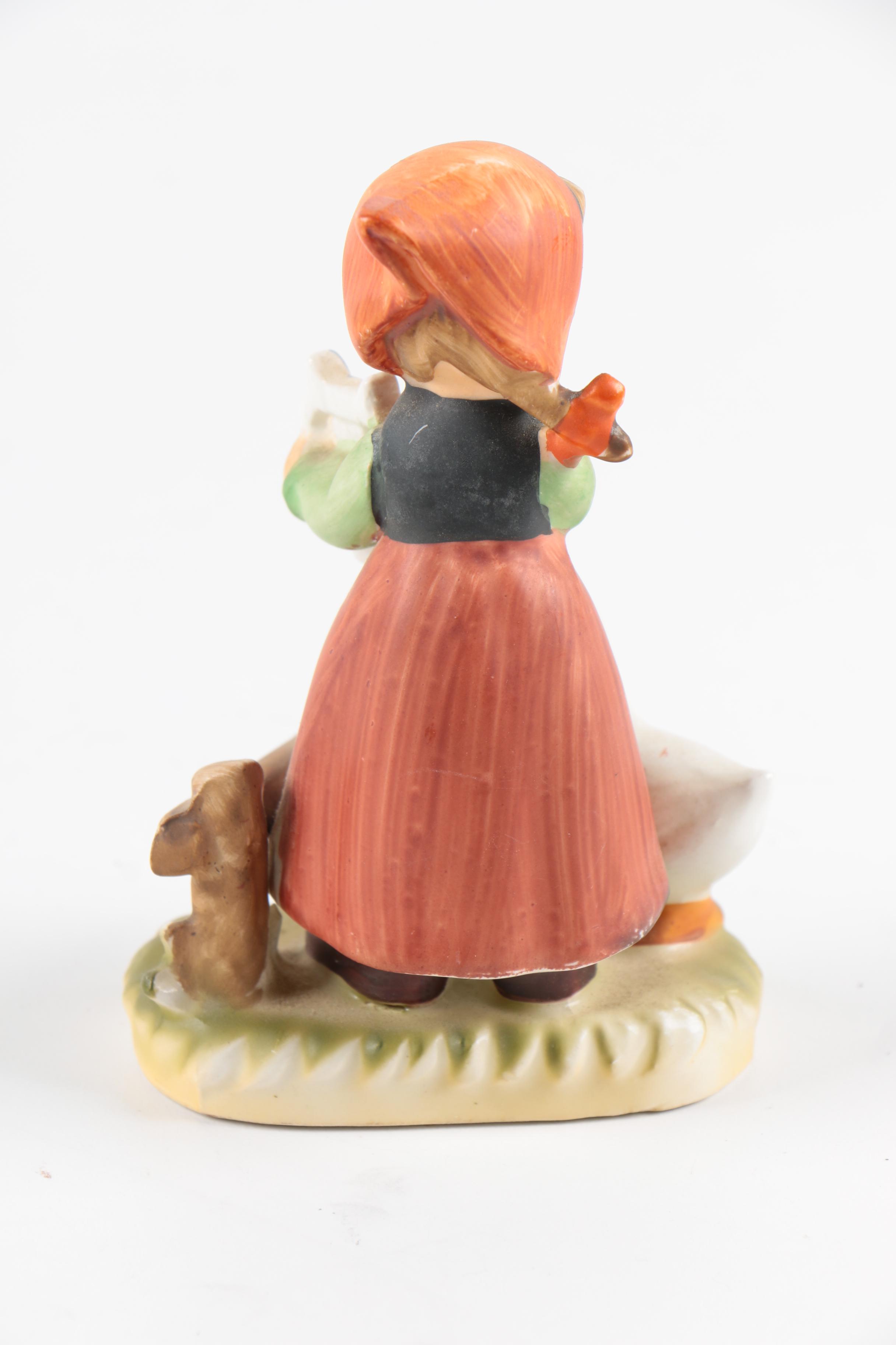 Hummel Style Figurines of Children with Geese