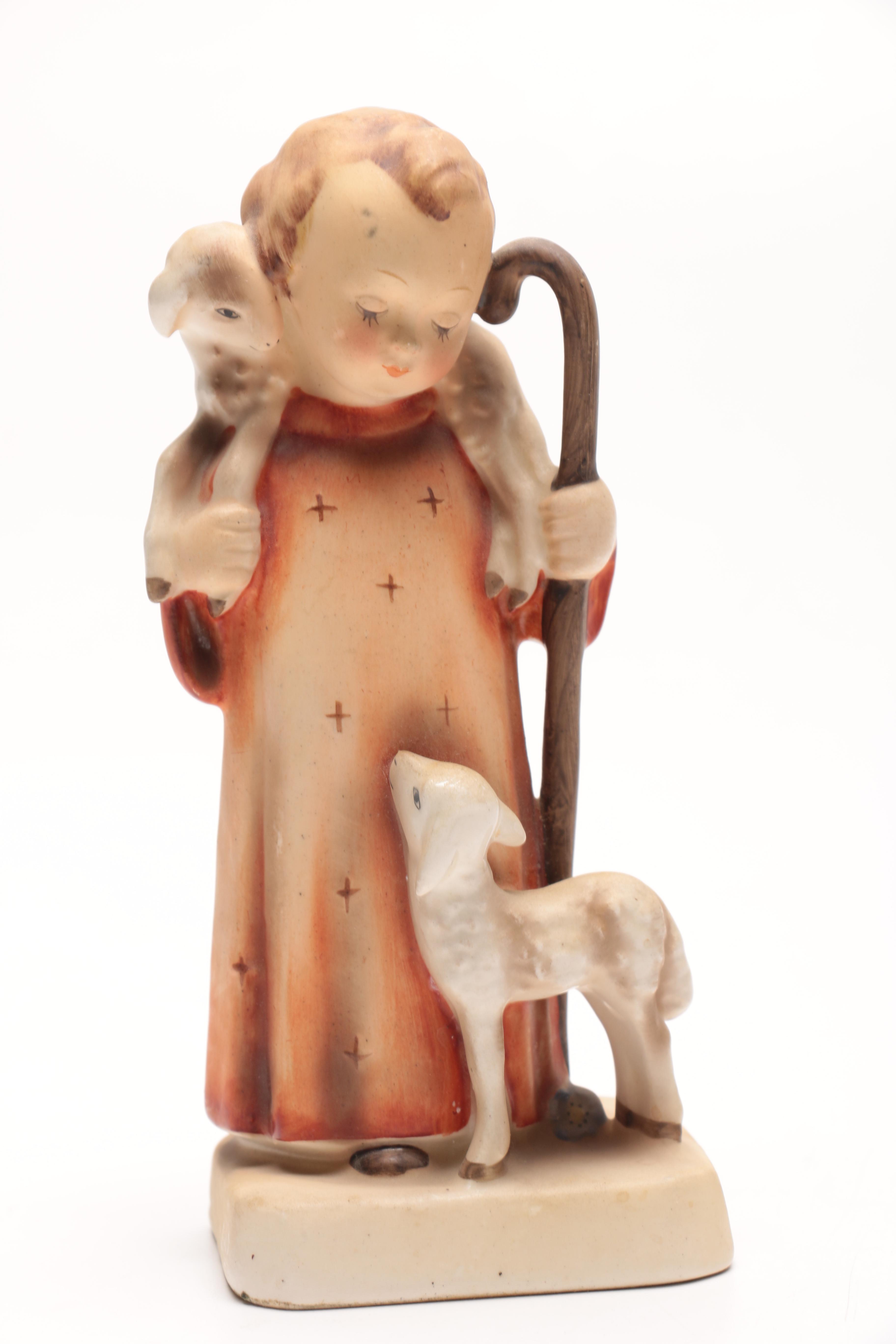 Goebel Hummel Shepard and Boy with Rabbits Figurines