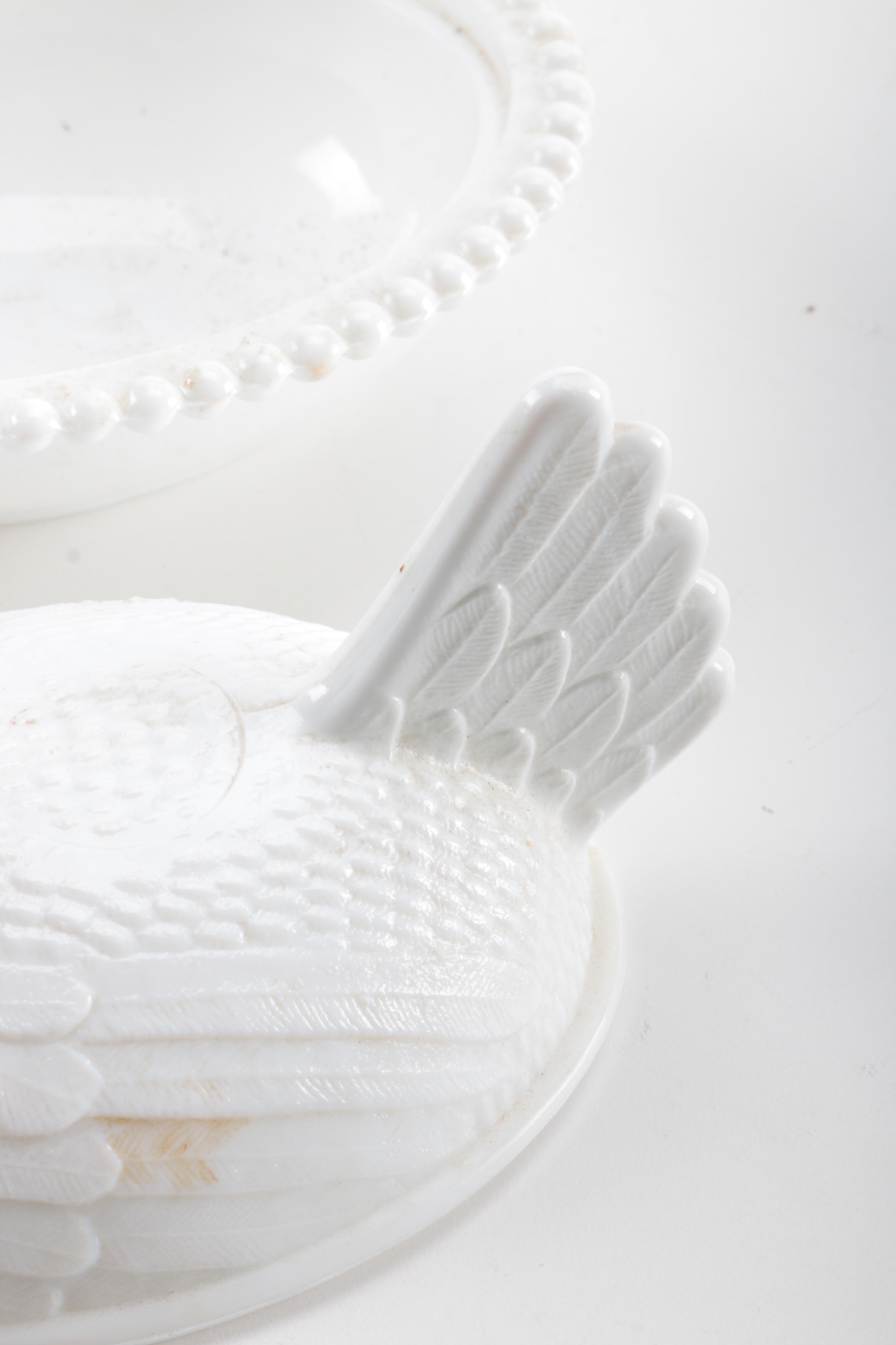 Vintage Milk Glass Hen on a Nest