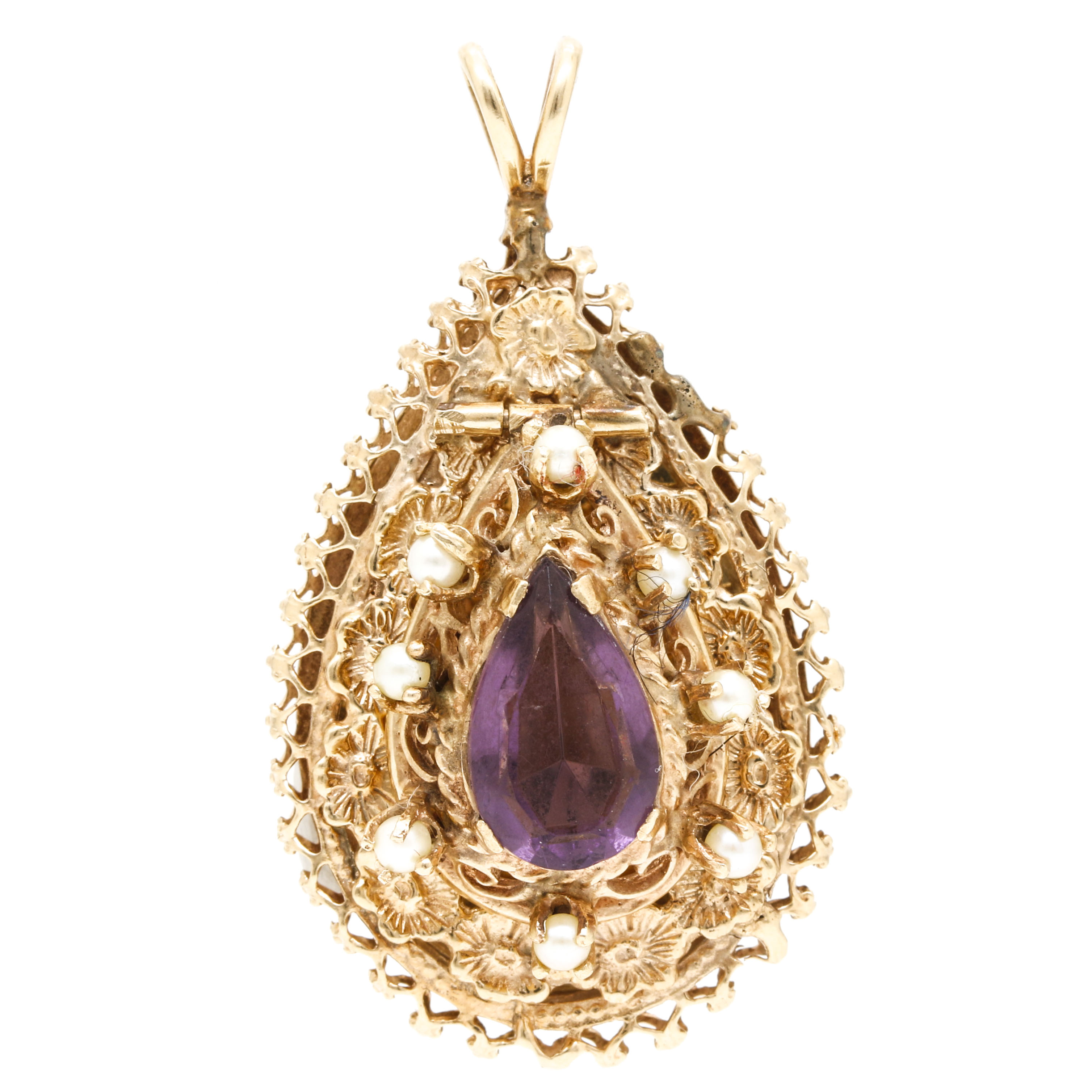 14K Yellow Gold Victorian Revival Cultured Pearl Locket