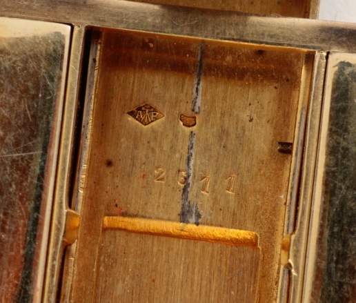 Augusta Peyroula  Art Deco Sterling, Diamond and Coral Compact