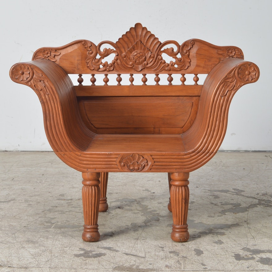 Indonesian Carved Teak Chair