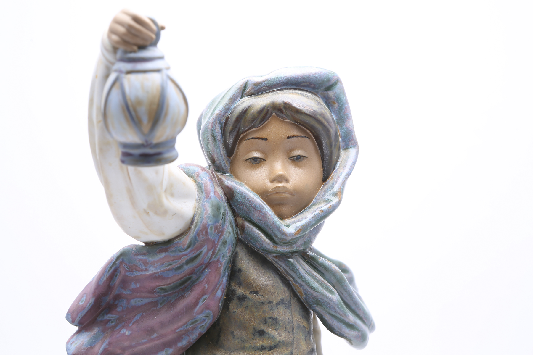 Lladró Gres Woman with Boy and Lantern Figurine