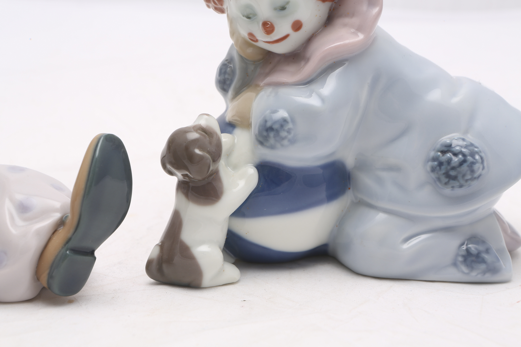 Lladró "Pierrot with Puppy and Ball" and "Tired Friend" Figurines