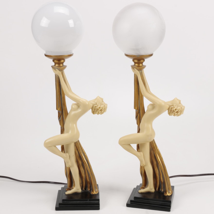 Vintage Art Deco Figural Table Lamps