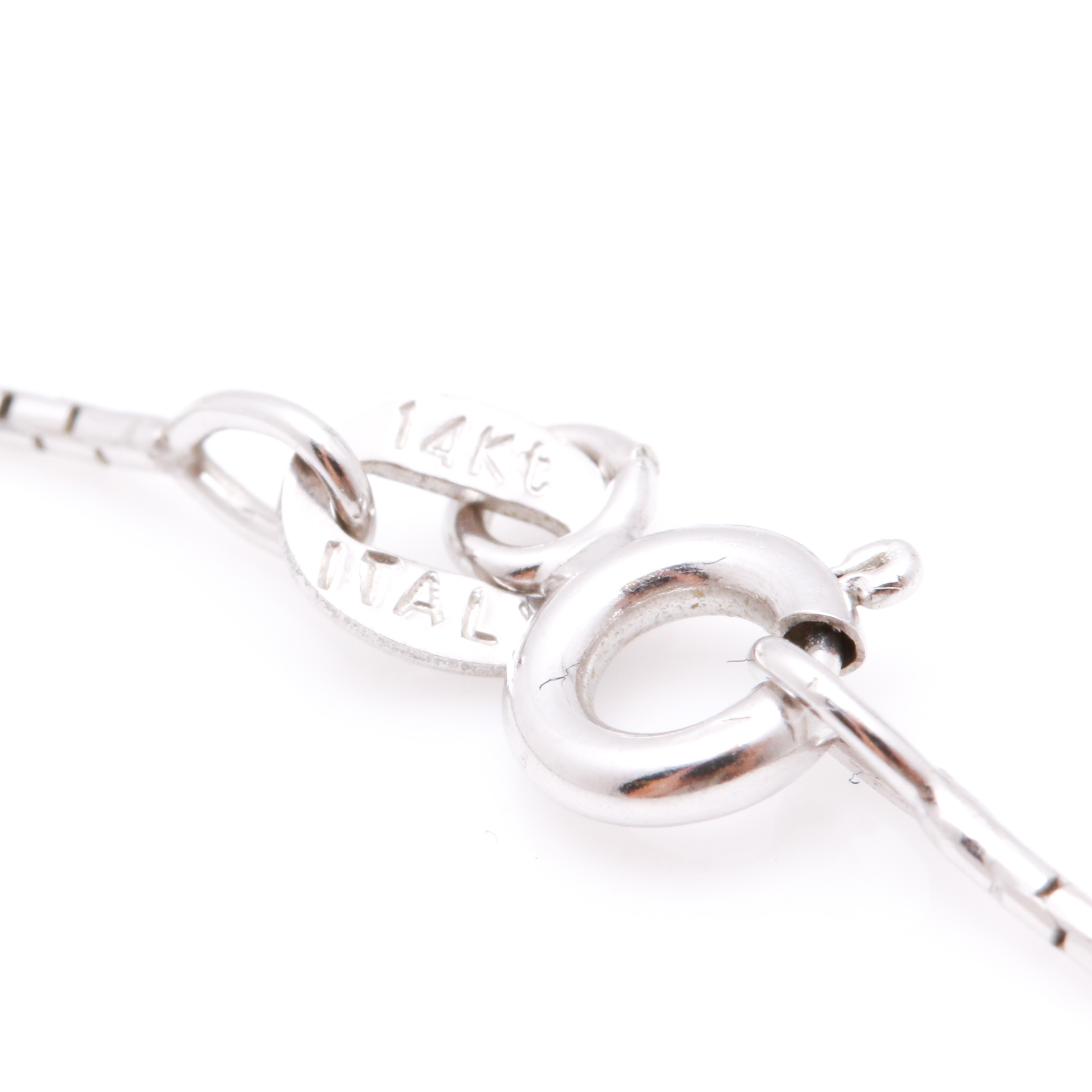 14K White Gold Diamond Key Pendant Necklace