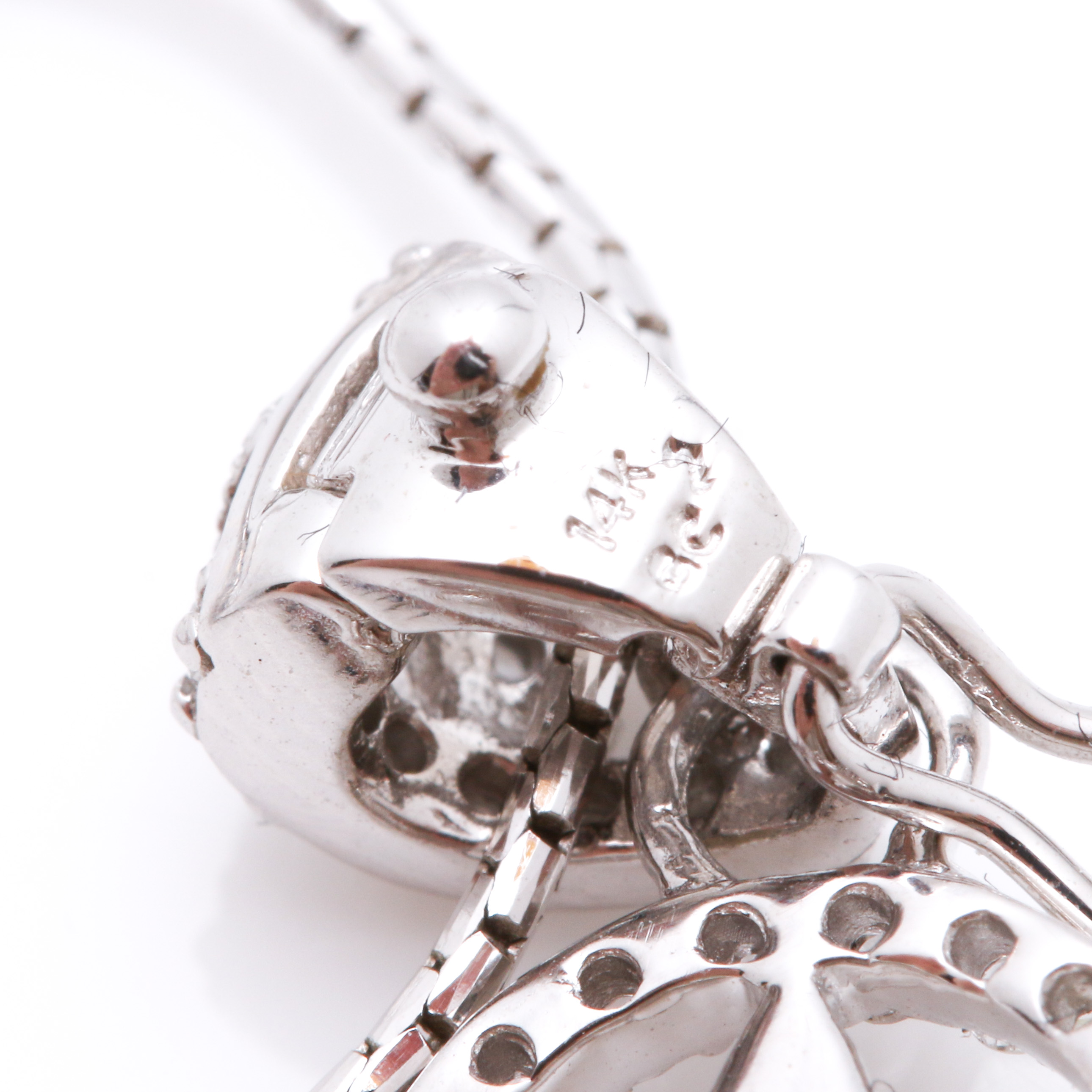 14K White Gold Diamond Key Pendant Necklace