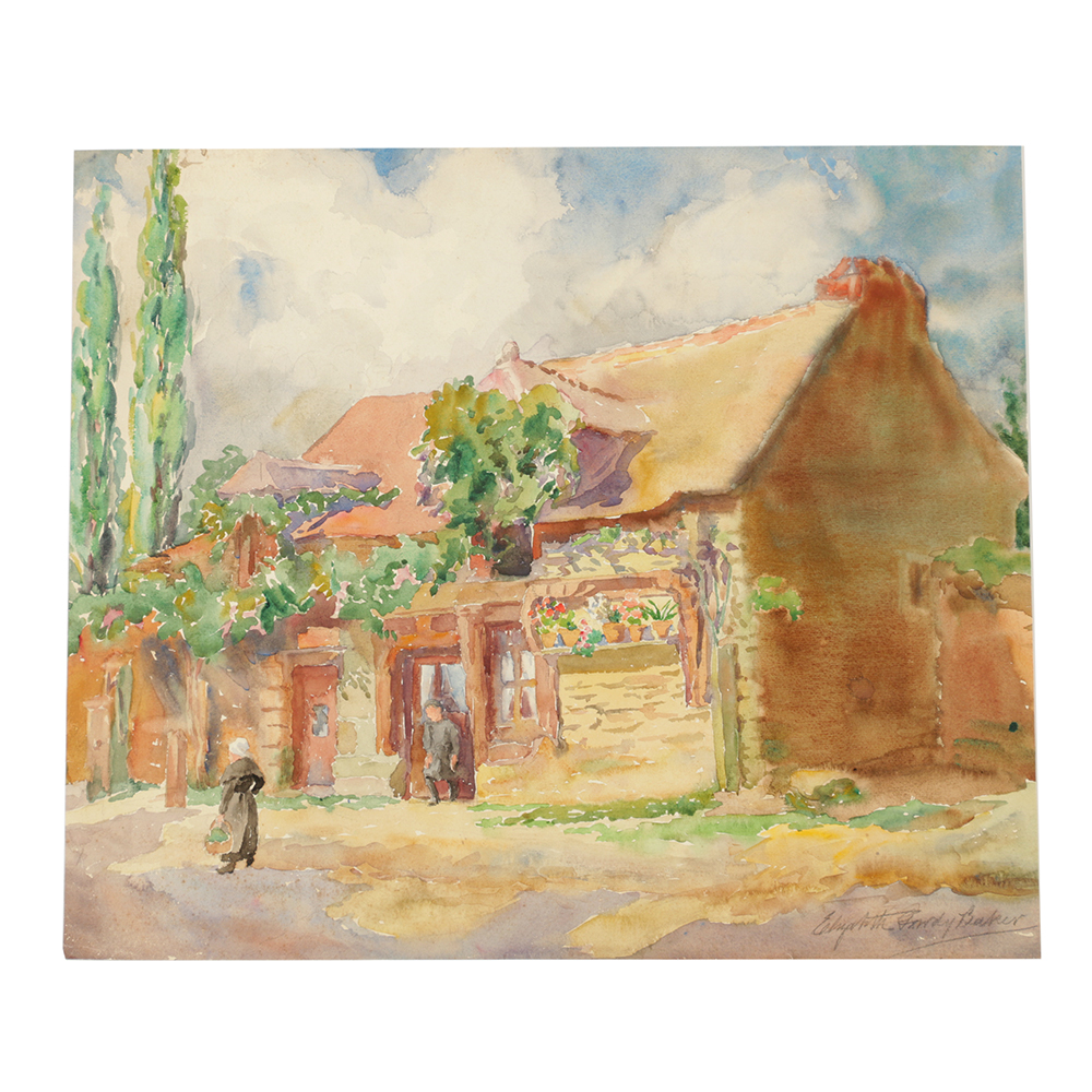 Elizabeth Gowdy Baker Watercolor Painting on Paper of Townscape